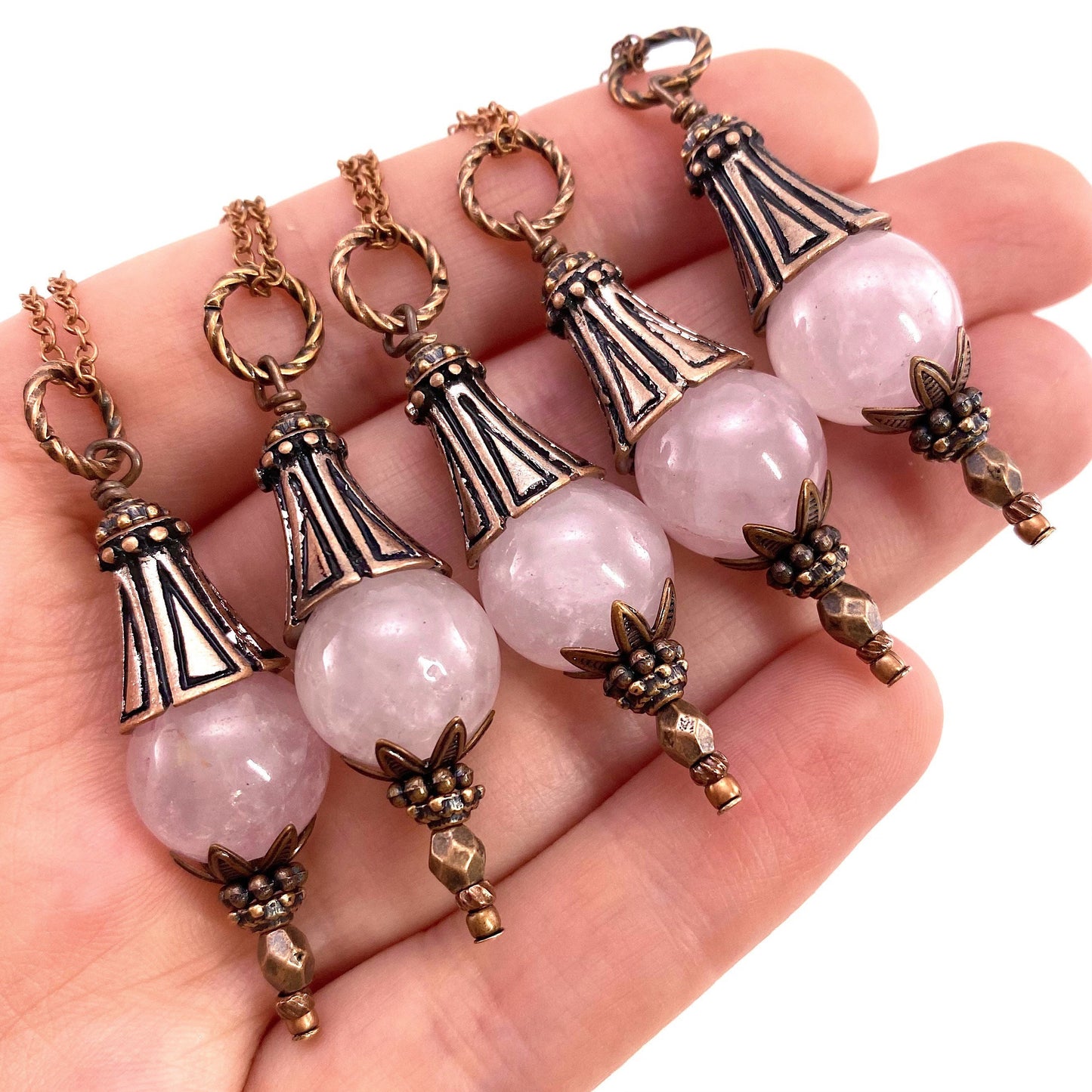 Rose Quartz Necklace, rose quartz bead necklace, bead necklace, layering necklace