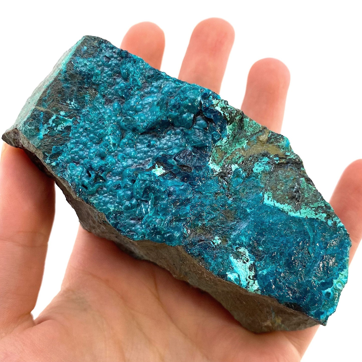 Chrysocolla Specimen (Congo), raw chrysocolla, botryoidal chrysocolla, chrysocolla crystal, rare crystals