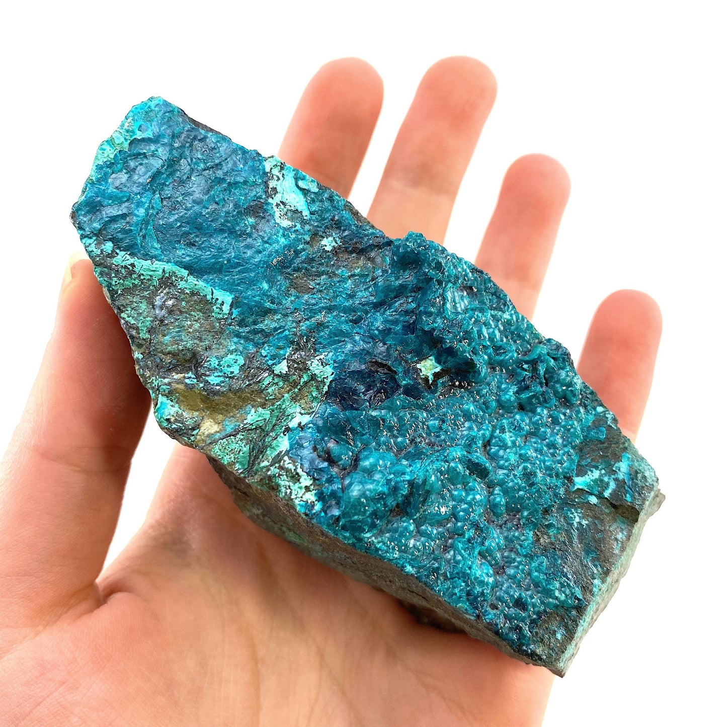 Chrysocolla Specimen (Congo), raw chrysocolla, botryoidal chrysocolla, chrysocolla crystal, rare crystals