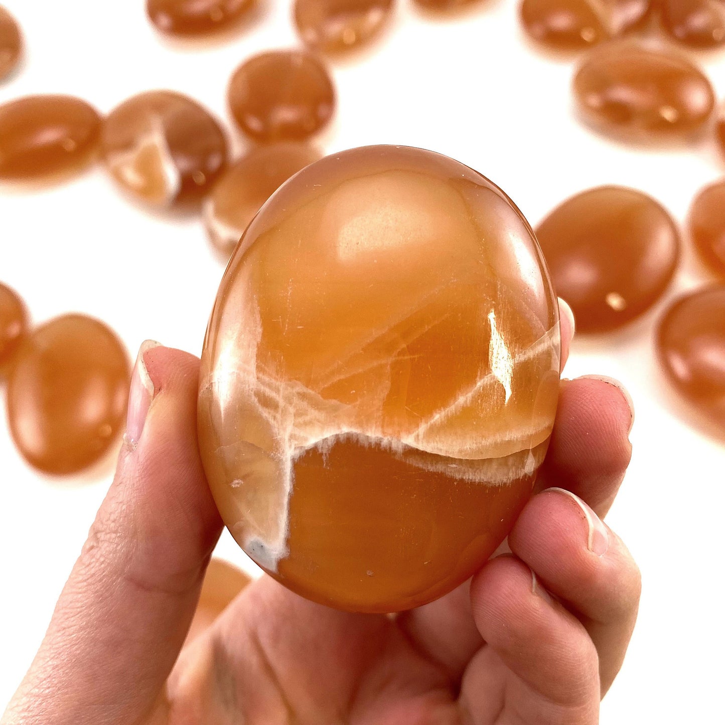 Honey Calcite Palm Stone, honey calcite, honey calcite palmstone, palm stone, worry stone