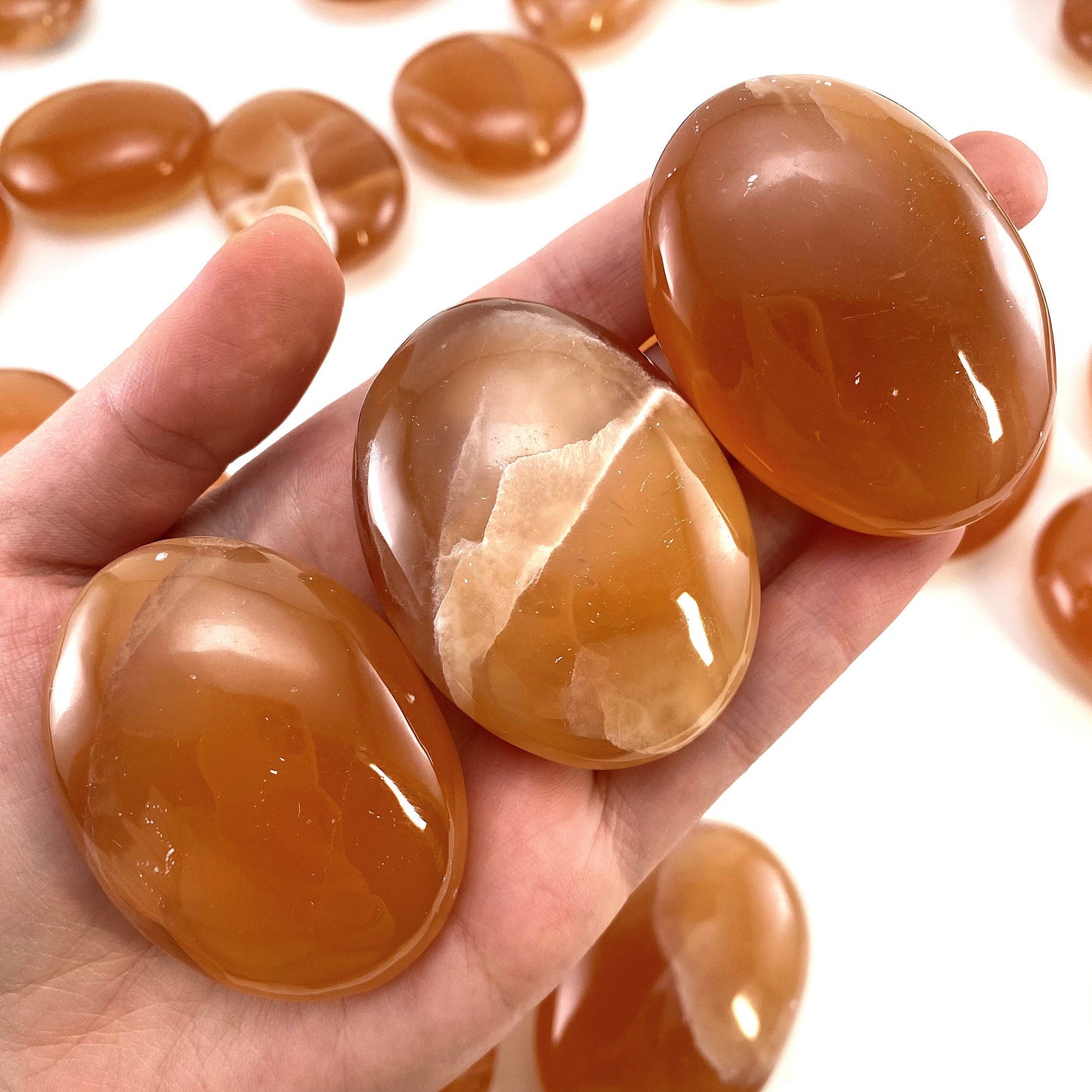 Honey Calcite Palm Stone, honey calcite, honey calcite palmstone, palm stone, worry stone