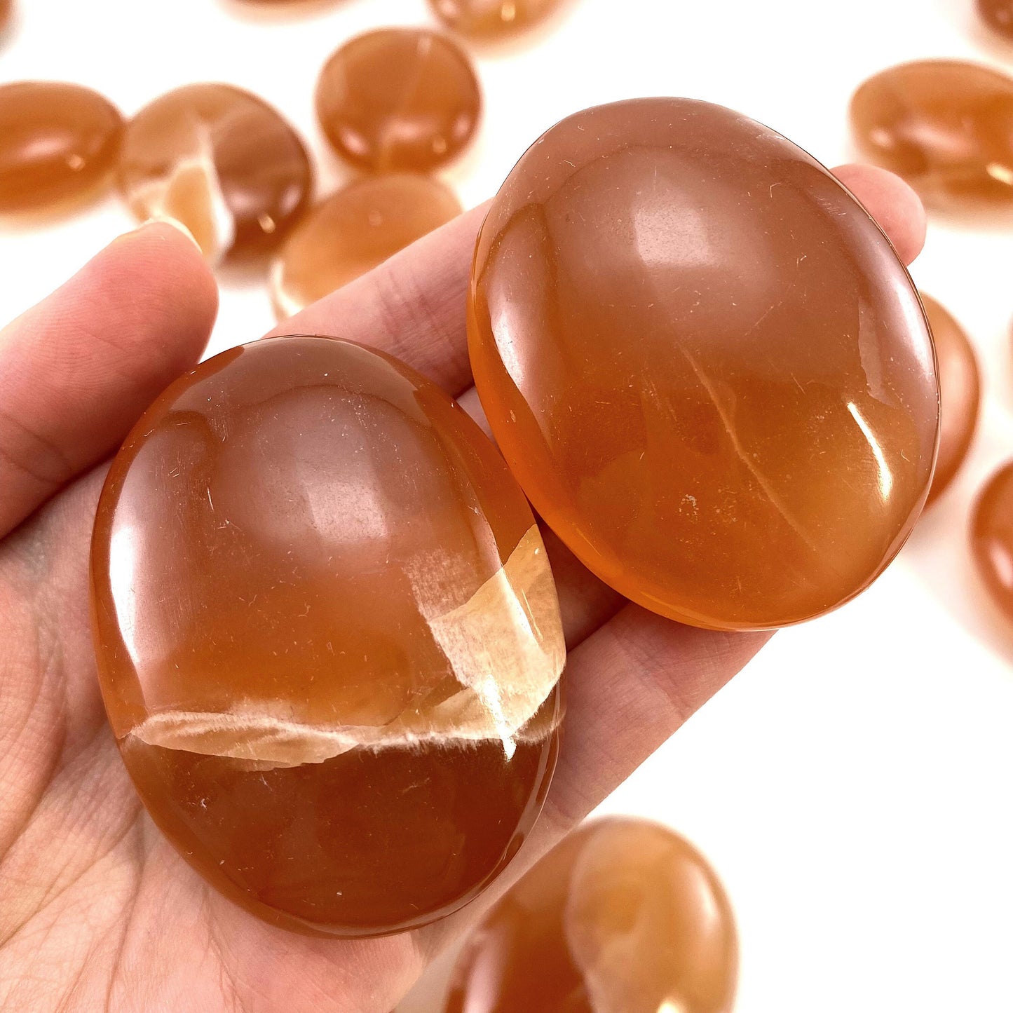 Honey Calcite Palm Stone, honey calcite, honey calcite palmstone, palm stone, worry stone