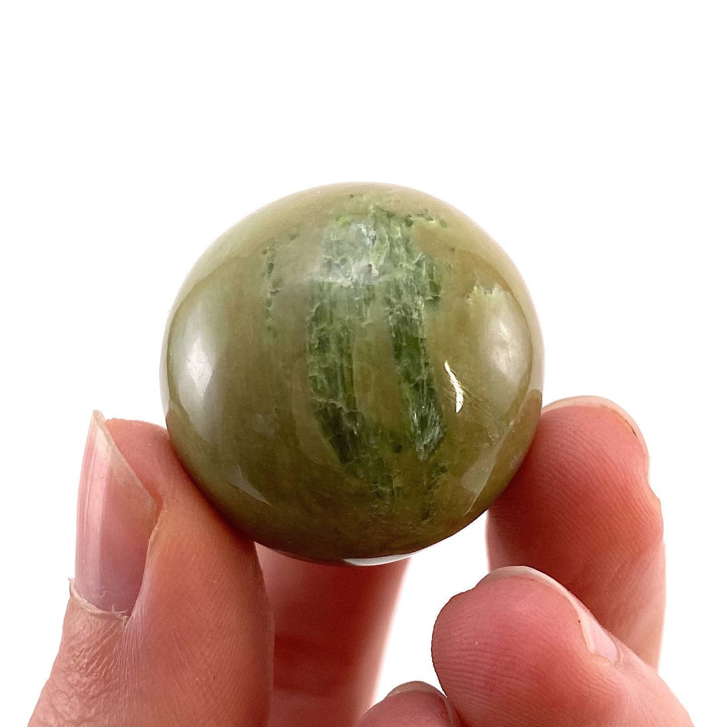 Rare! Tremolite Sphere, crystal ball, green tremolite sphere, tremolite crystal, crystal sphere
