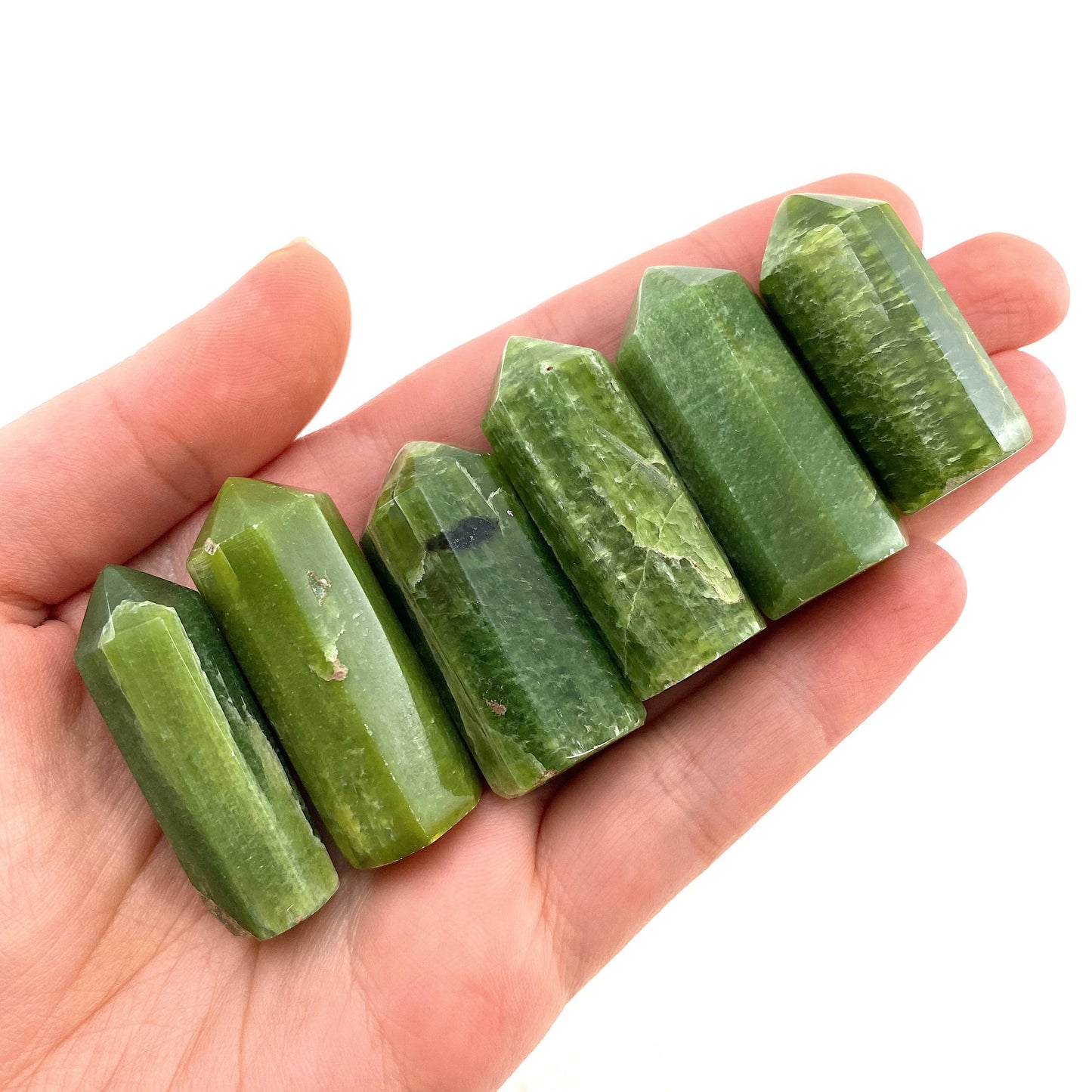 Rare! Tremolite Point, green tremolite tower, crystal point, green tremolite crystal, polished tremolite