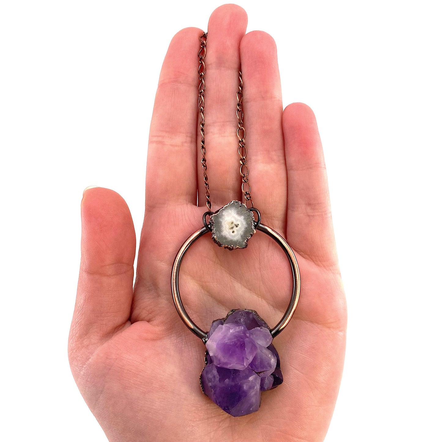 Amethyst Cluster Necklace, amethyst necklace, crystal pendant, crystal necklace, raw amethyst necklace