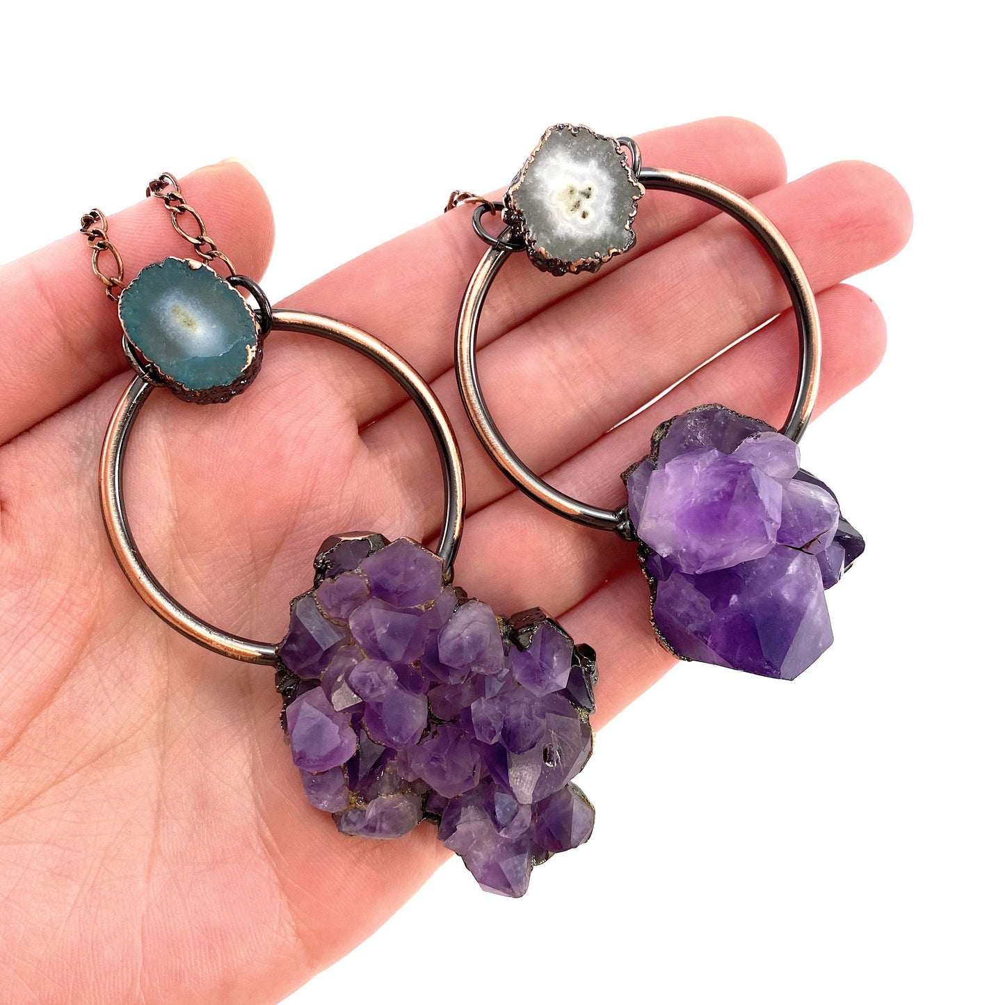 Amethyst Cluster Necklace, amethyst necklace, crystal pendant, crystal necklace, raw amethyst necklace