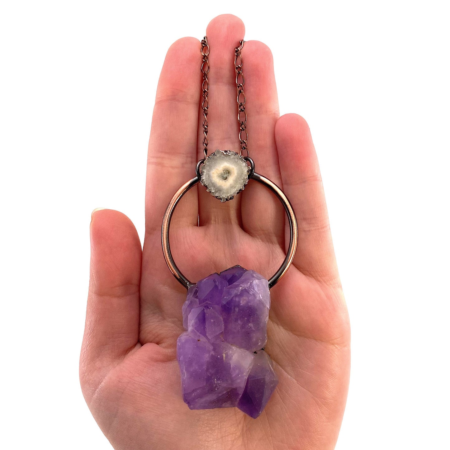 Amethyst Cluster Necklace, amethyst necklace, crystal pendant, crystal necklace, raw amethyst necklace