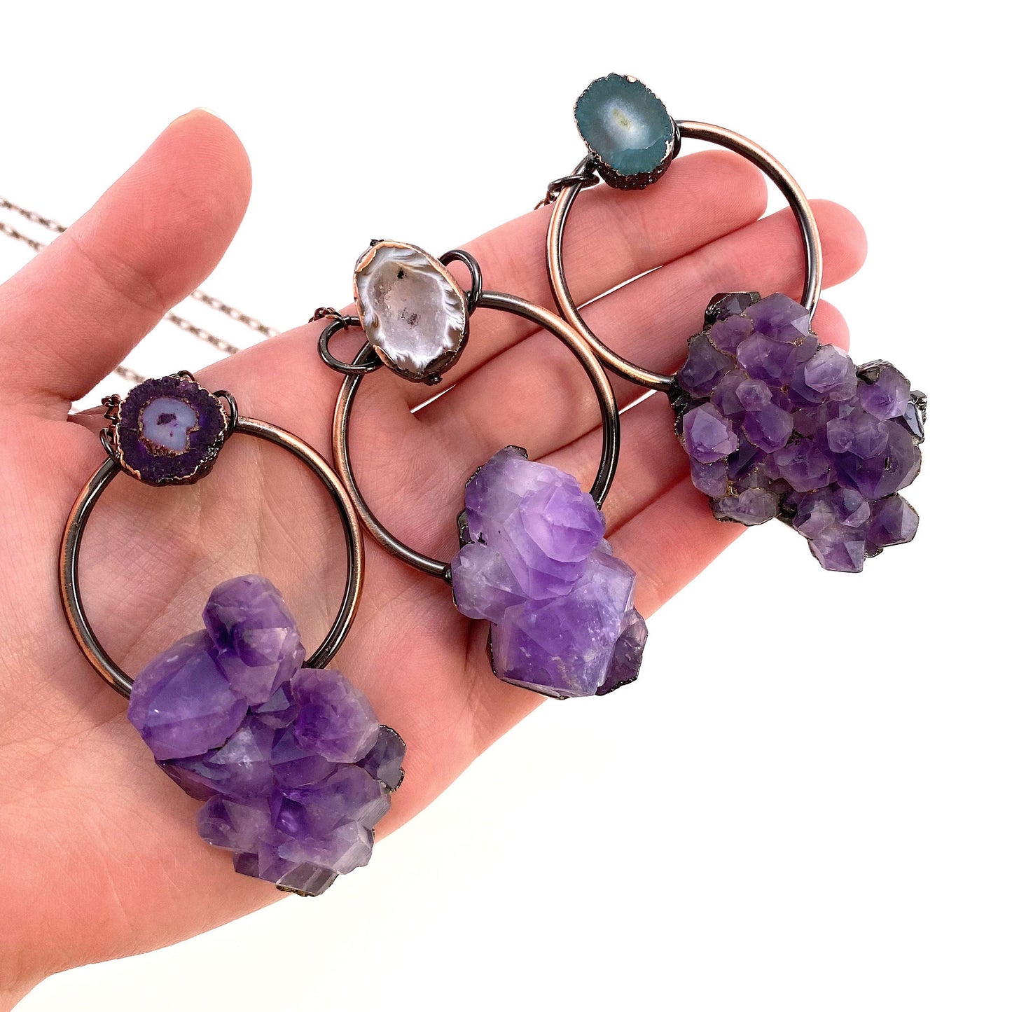 Amethyst Cluster Necklace, amethyst necklace, crystal pendant, crystal necklace, raw amethyst necklace
