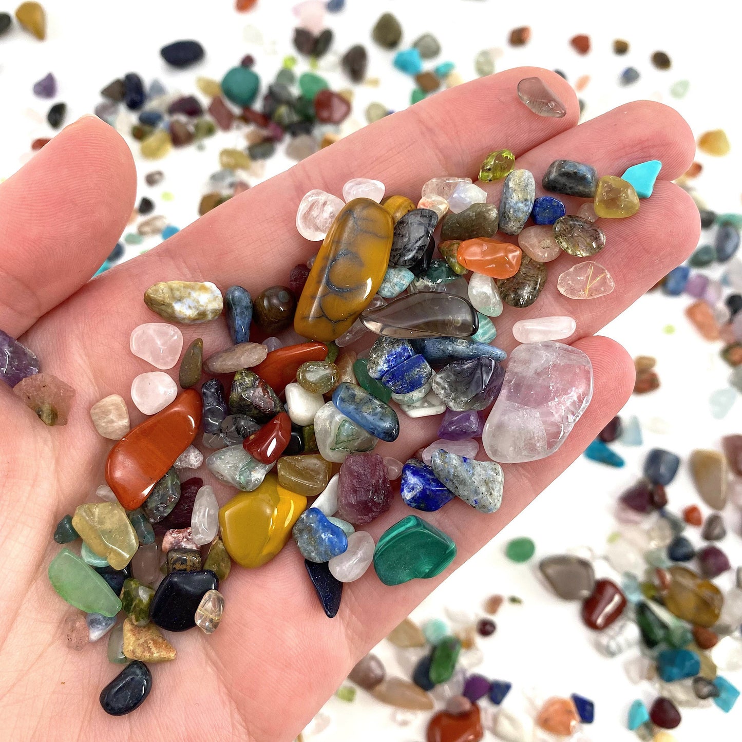 20g of Crystal Mix, crystal confetti, mini tumbled stones, tumbled crystal, assorted tumbled crystals, mixed stone chips