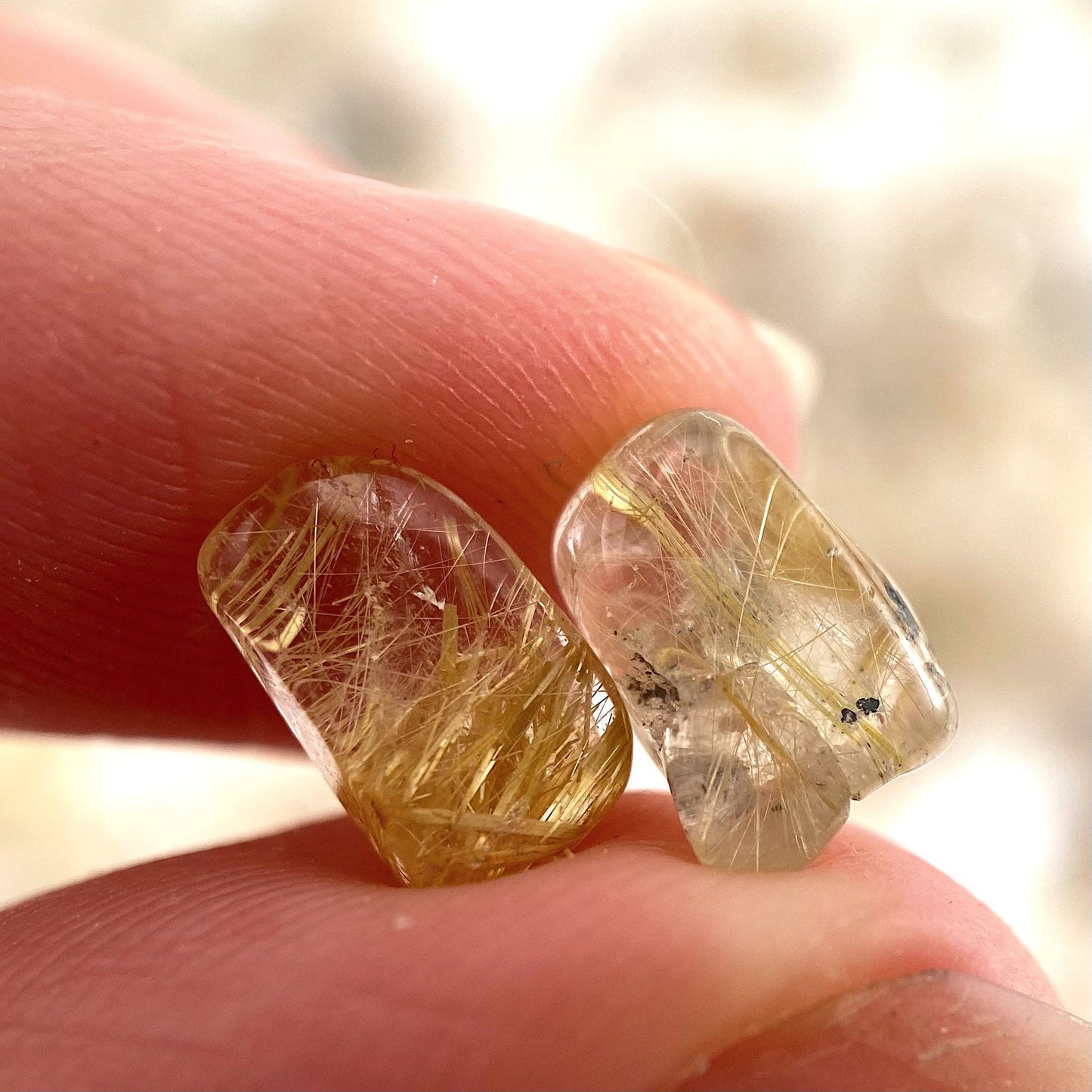 20g of Gold Rutilated Quartz, mini tumbled stones, tumbled crystal, tumbled rutilated quartz, golden rutilated quartz chips