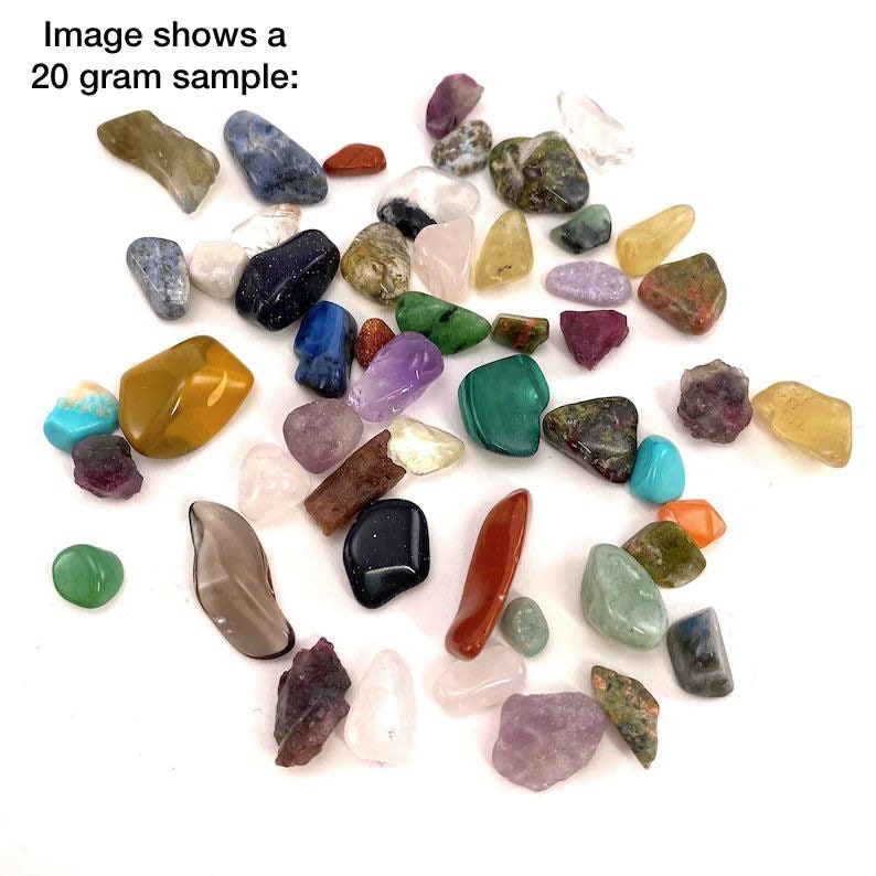 20g of Crystal Mix, crystal confetti, mini tumbled stones, tumbled crystal, assorted tumbled crystals, mixed stone chips