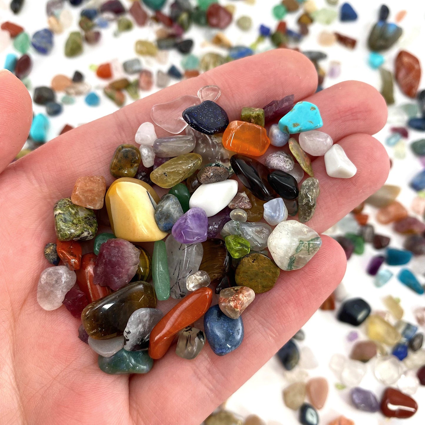 20g of Crystal Mix, crystal confetti, mini tumbled stones, tumbled crystal, assorted tumbled crystals, mixed stone chips