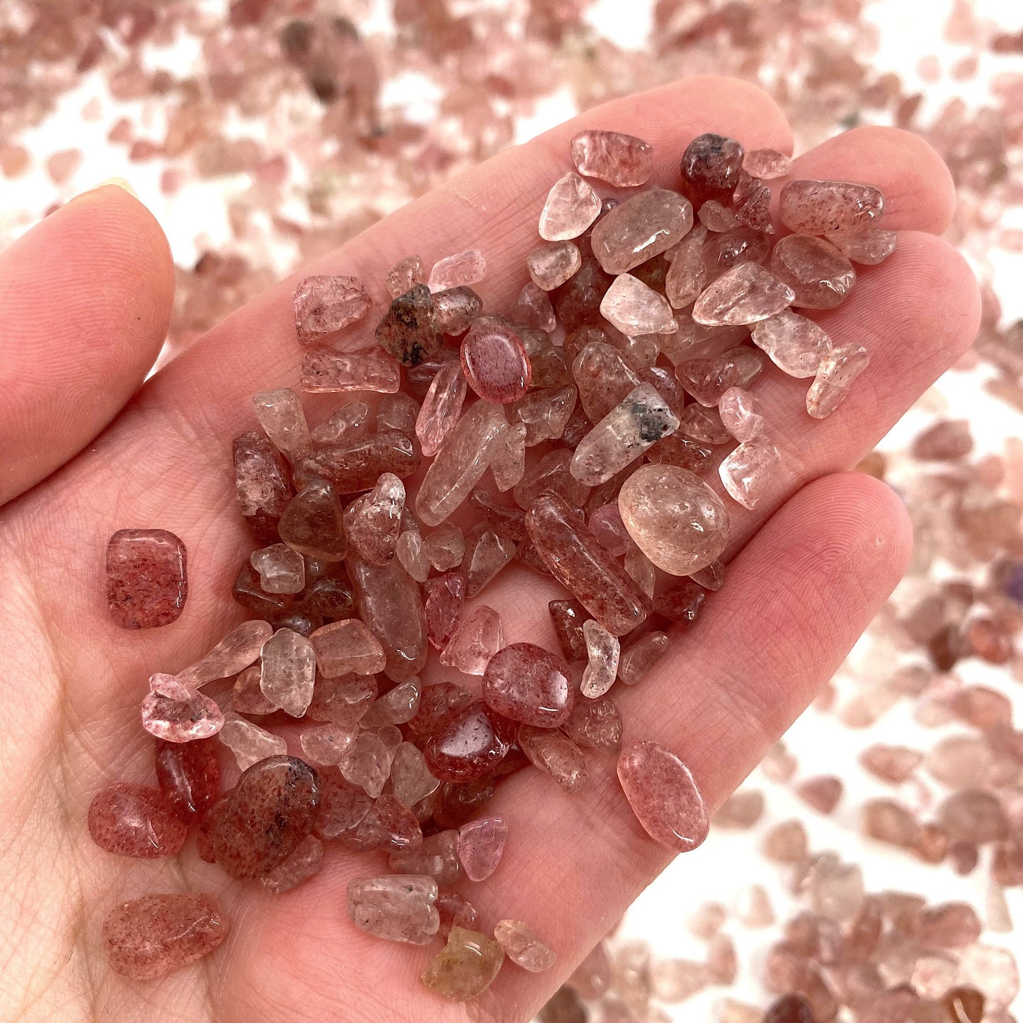20g of Strawberry Quartz, mini tumbled stones, tumbled crystal, tumbled strawberry quartz, strawberry quartz