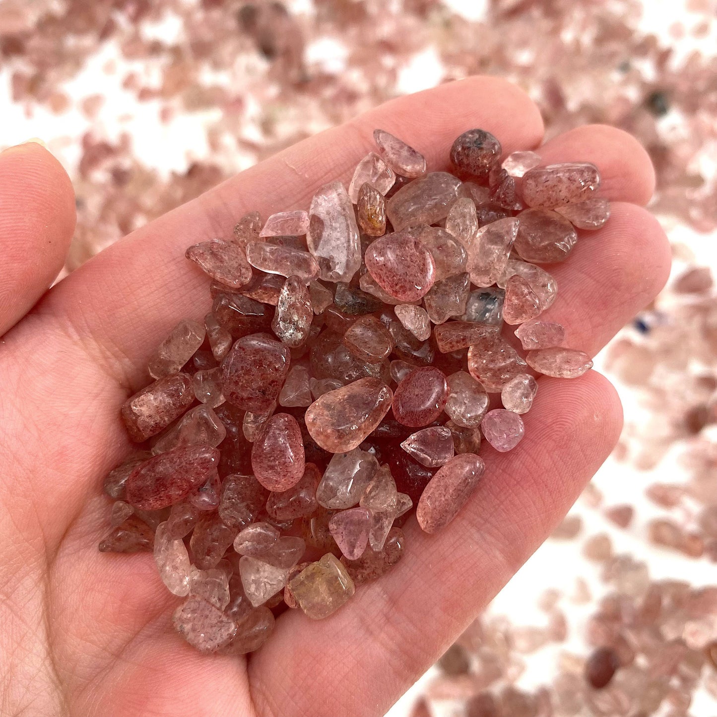 20g of Strawberry Quartz, mini tumbled stones, tumbled crystal, tumbled strawberry quartz, strawberry quartz