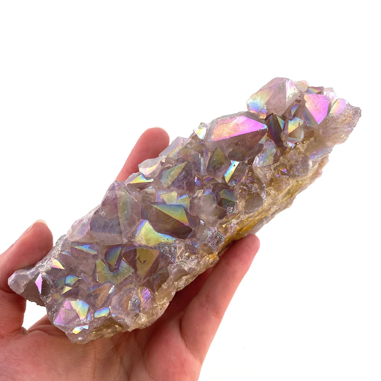 Angel aura spirit quartz cluster, spirit quartz, angel aura quartz, spirit quartz point