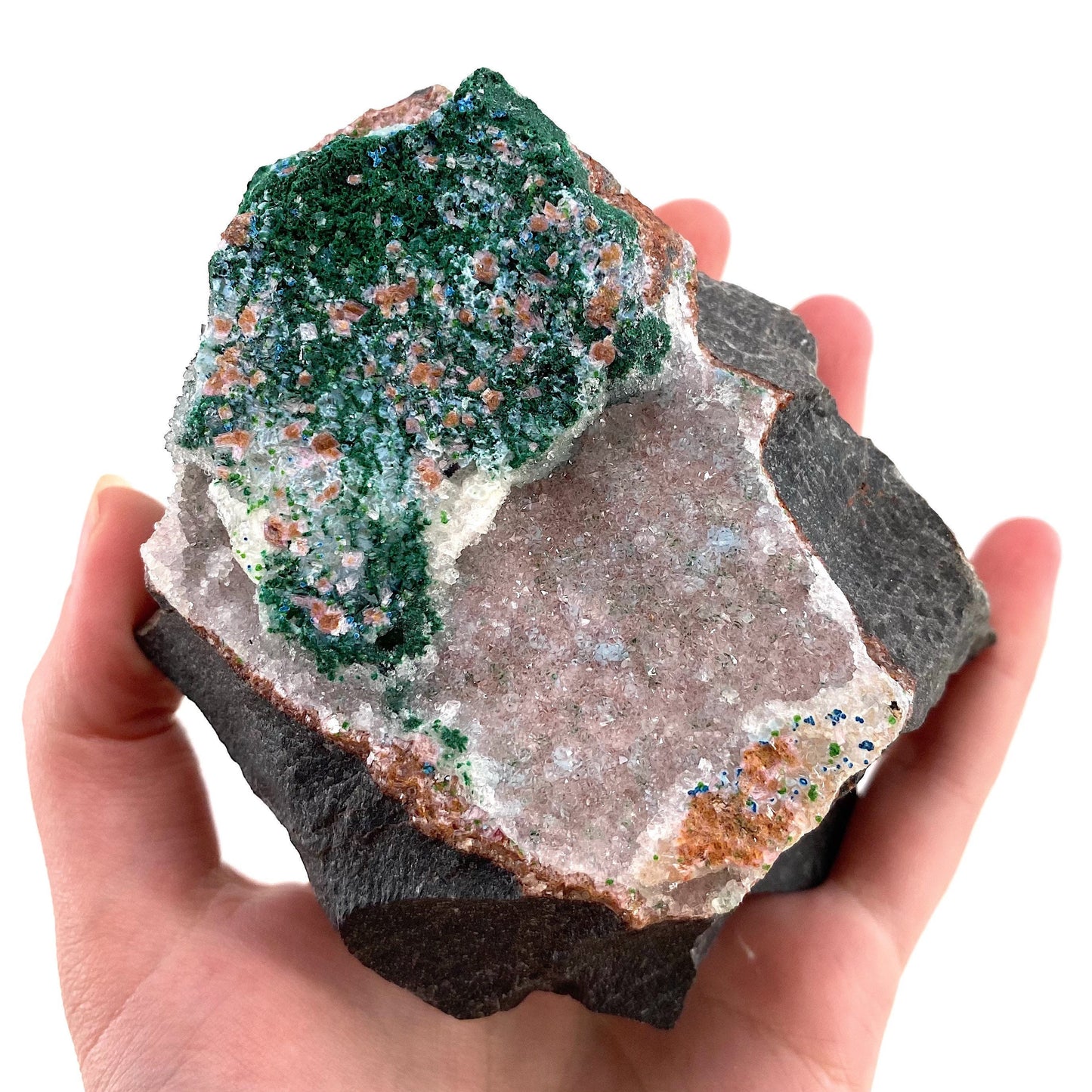 Druzy Chrysocolla, Cobalto Calcite & Malachite Specimen (Congo), raw chrysocolla, druzy chrysocolla, malachite crystal, raw crystals