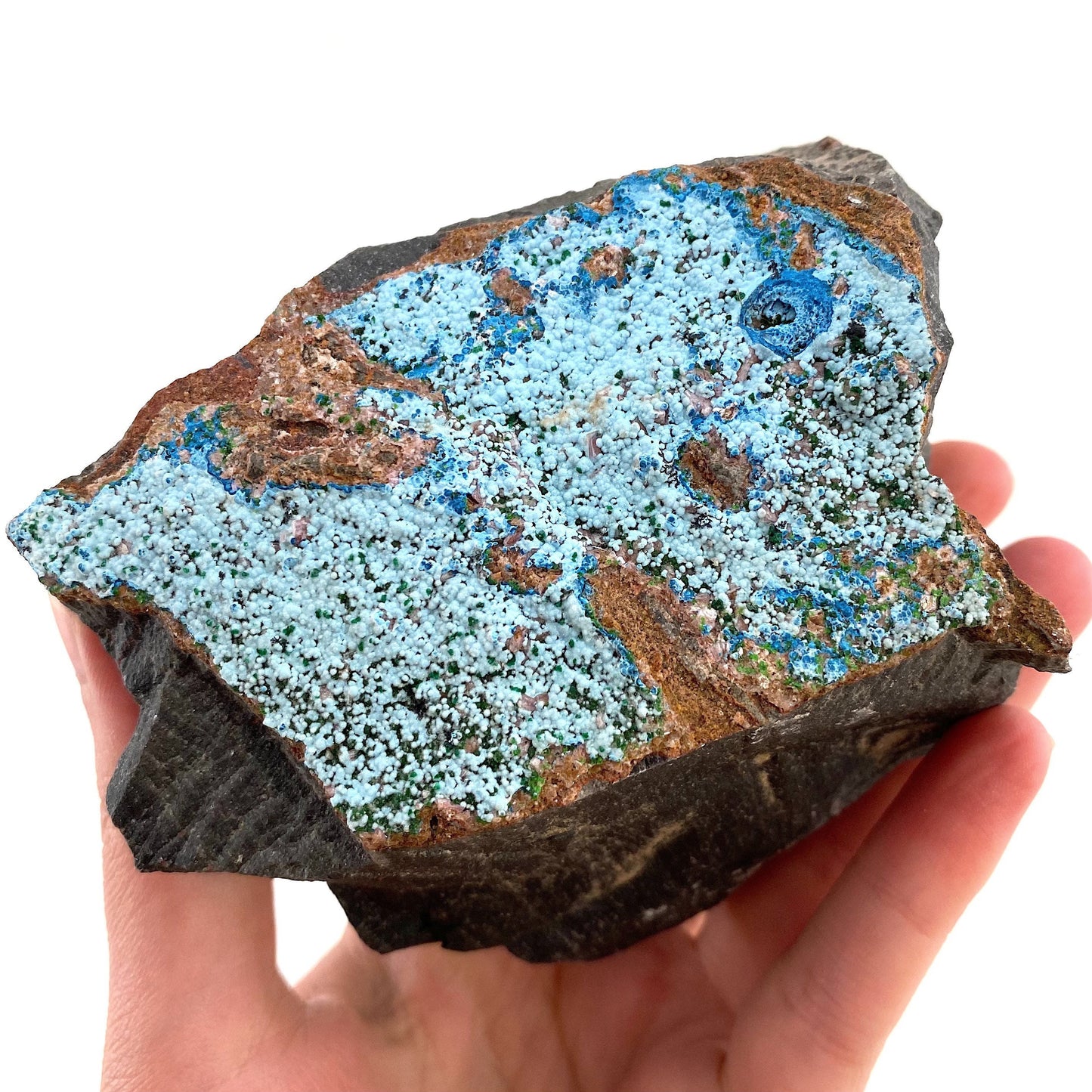 Druzy Chrysocolla, Cobalto Calcite & Malachite Specimen (Congo), raw chrysocolla, druzy chrysocolla, malachite crystal, raw crystals