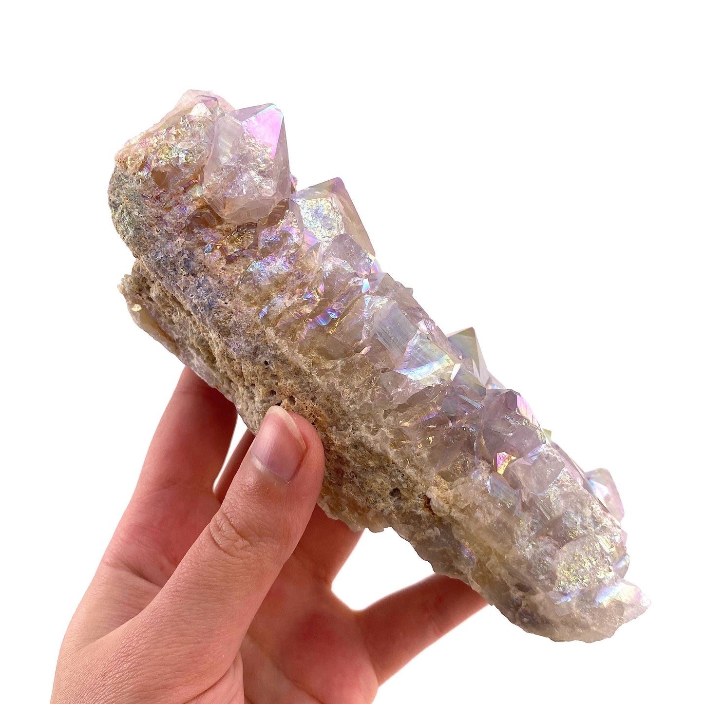 Angel aura spirit quartz cluster, spirit quartz, angel aura quartz, spirit quartz point