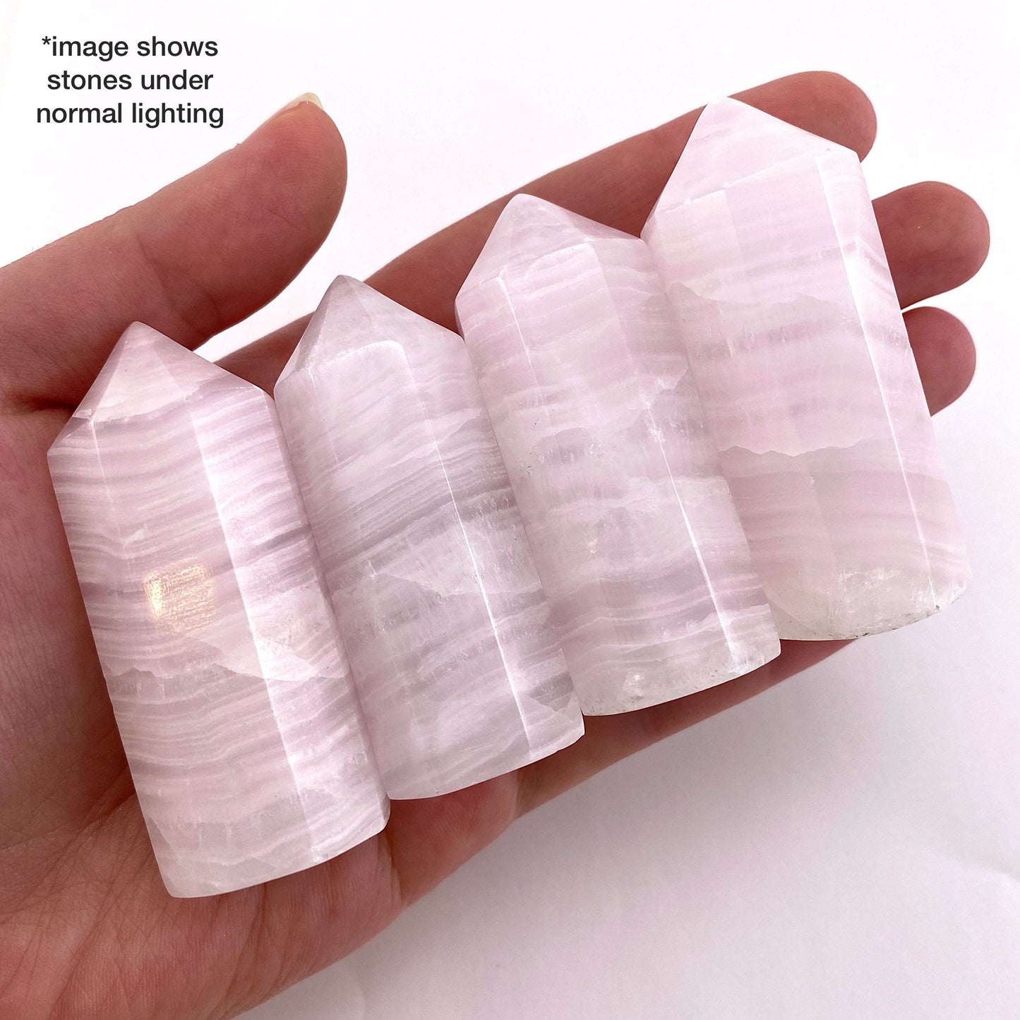 UV-reactive Mangano Calcite Point, mangano calcite tower, crystal point, mangano calcite crystal