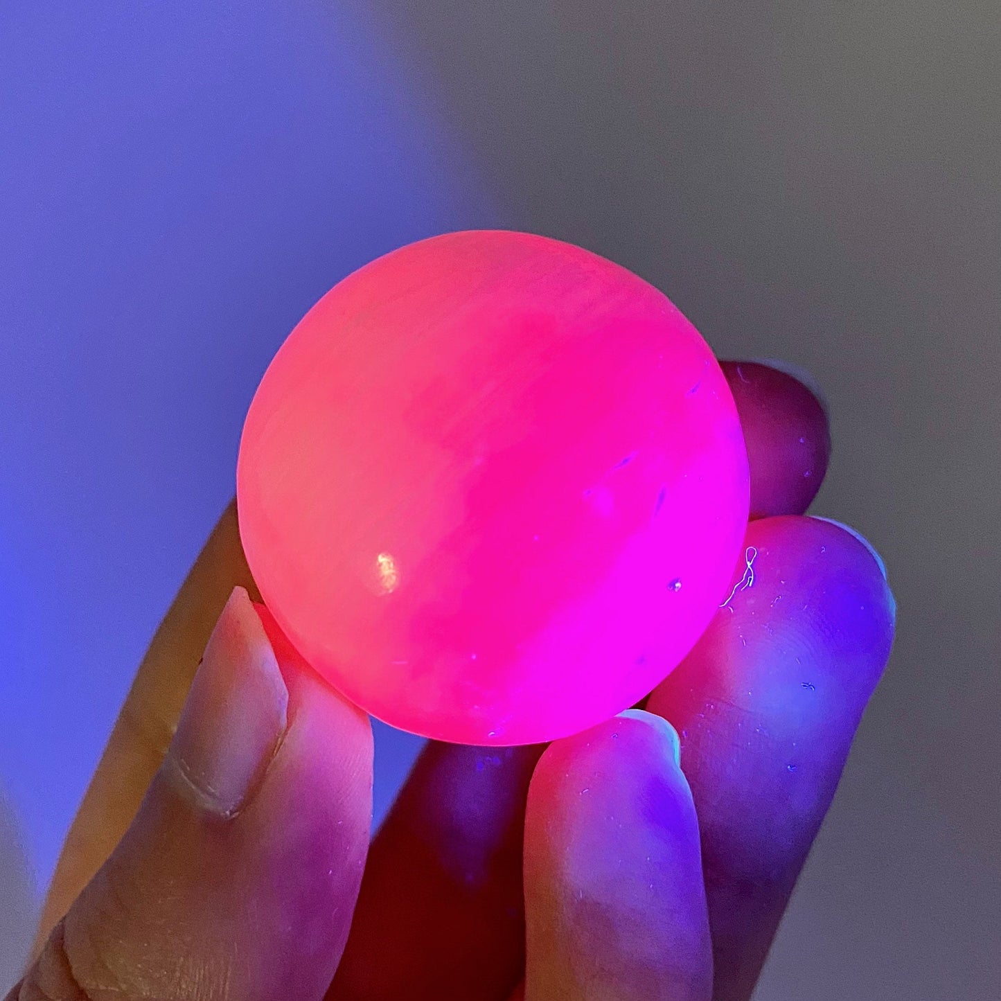 UV-reactive Mangano Calcite Sphere, crystal ball, mangano calcite sphere, pink calcite crystal, crystal sphere