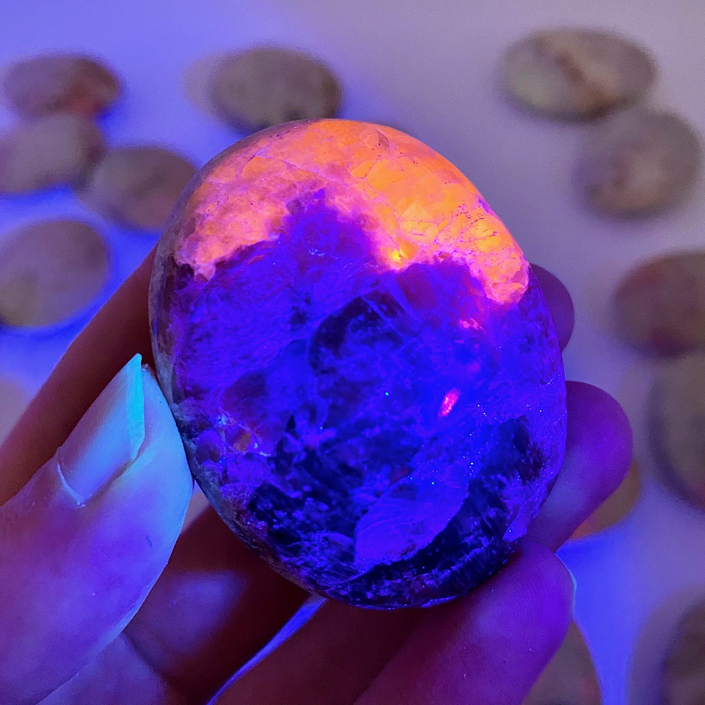 Rare! UV-reactive Hackmanite Palm Stone, hackmanite, Hackmanite palmstone, palm stone, worry stone