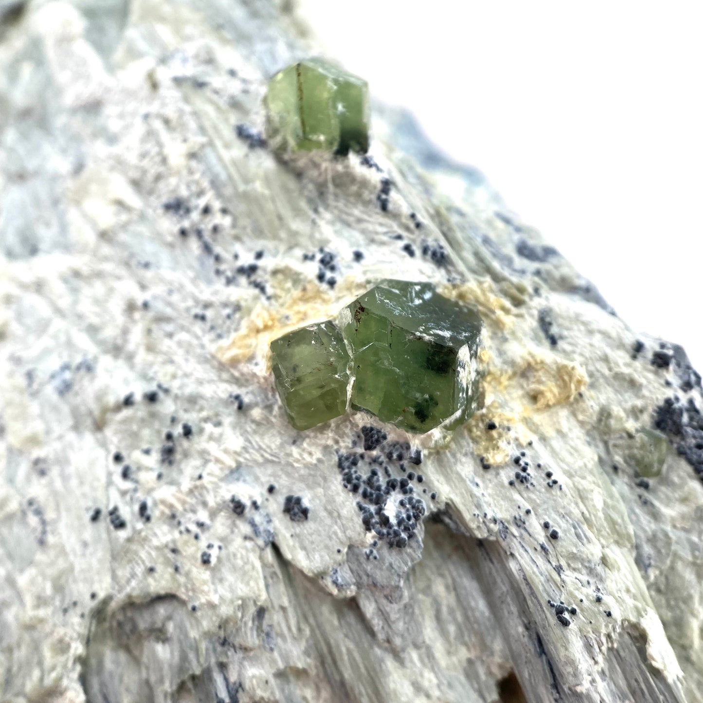 Demantoid Garnet on Matrix (Pakistan), green garnet, raw garnet crystal, demantoid garnet crystal, raw green garnet