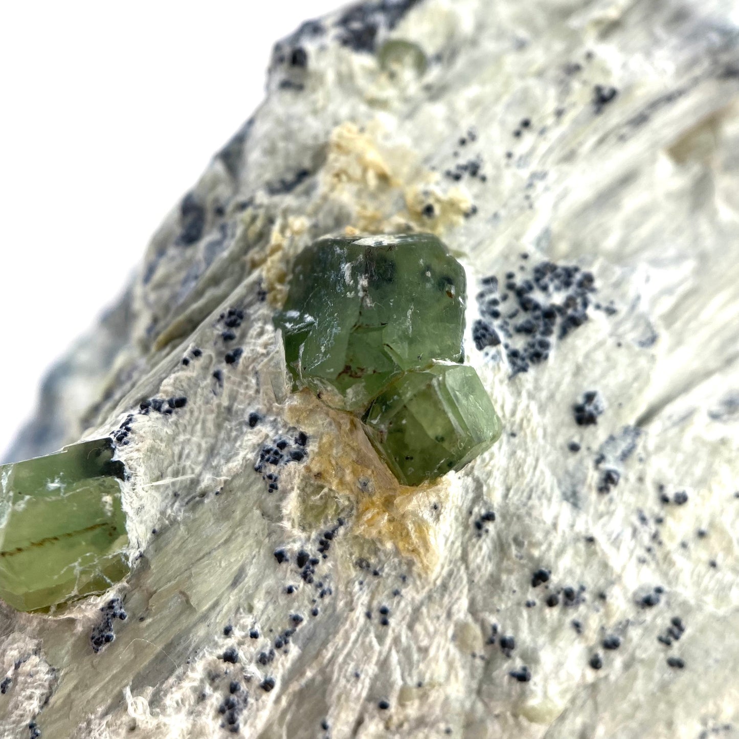 Demantoid Garnet on Matrix (Pakistan), green garnet, raw garnet crystal, demantoid garnet crystal, raw green garnet