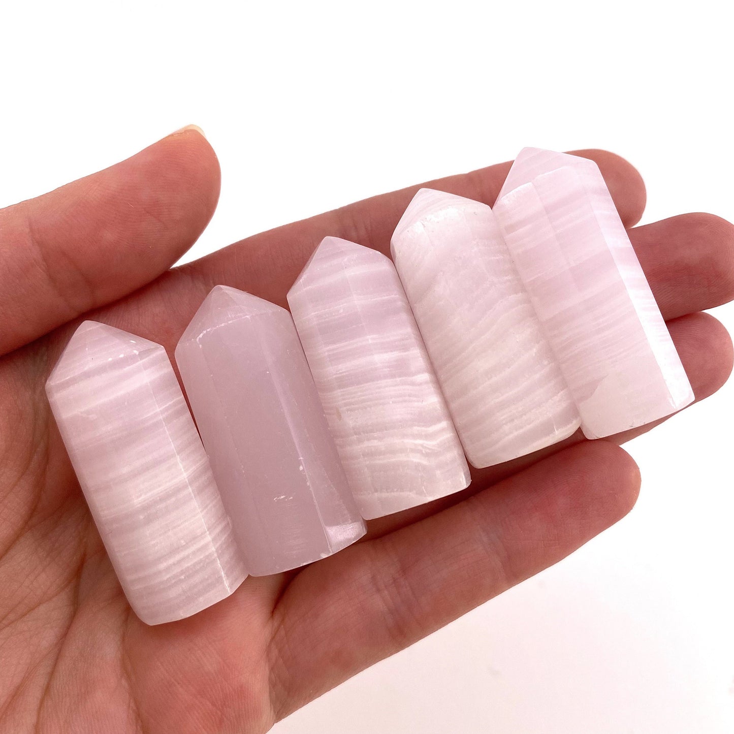 UV-reactive Mangano Calcite Point, mangano calcite tower, crystal point, mangano calcite crystal