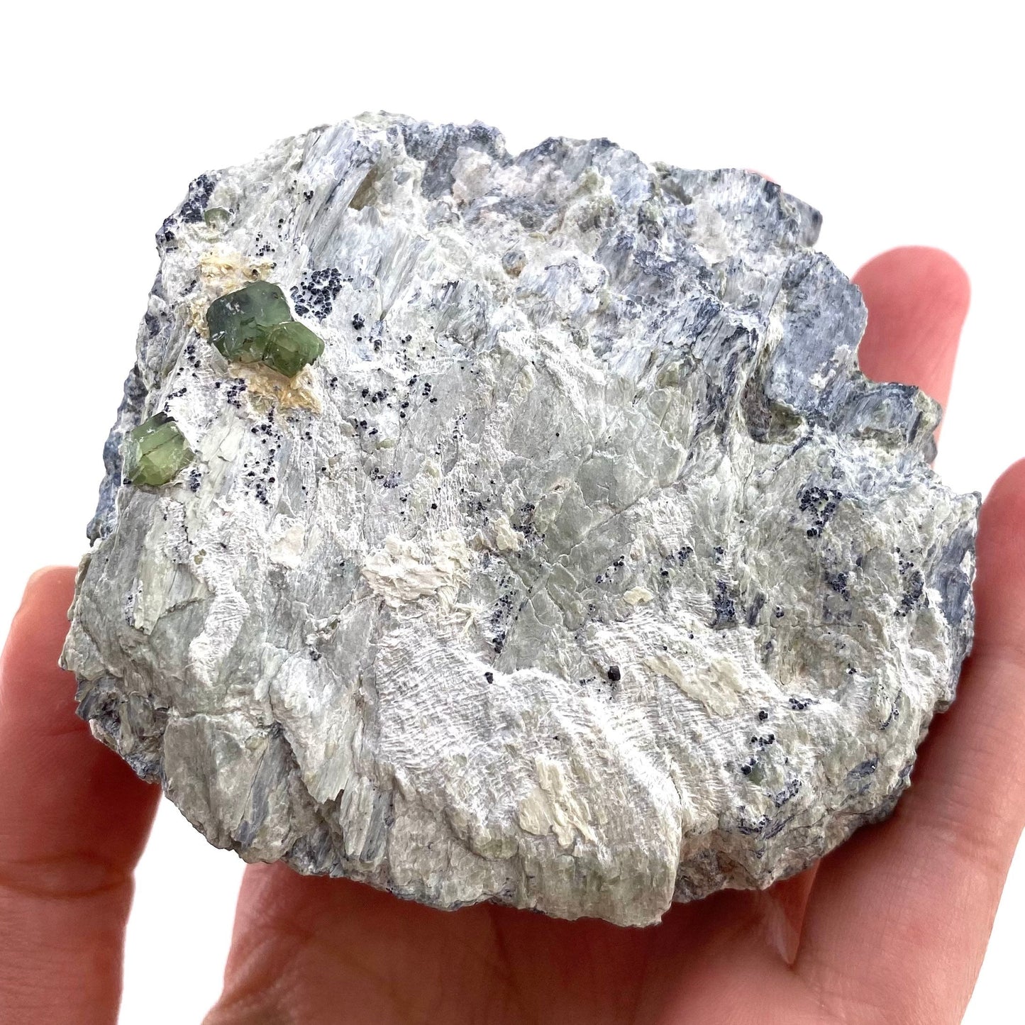 Demantoid Garnet on Matrix (Pakistan), green garnet, raw garnet crystal, demantoid garnet crystal, raw green garnet