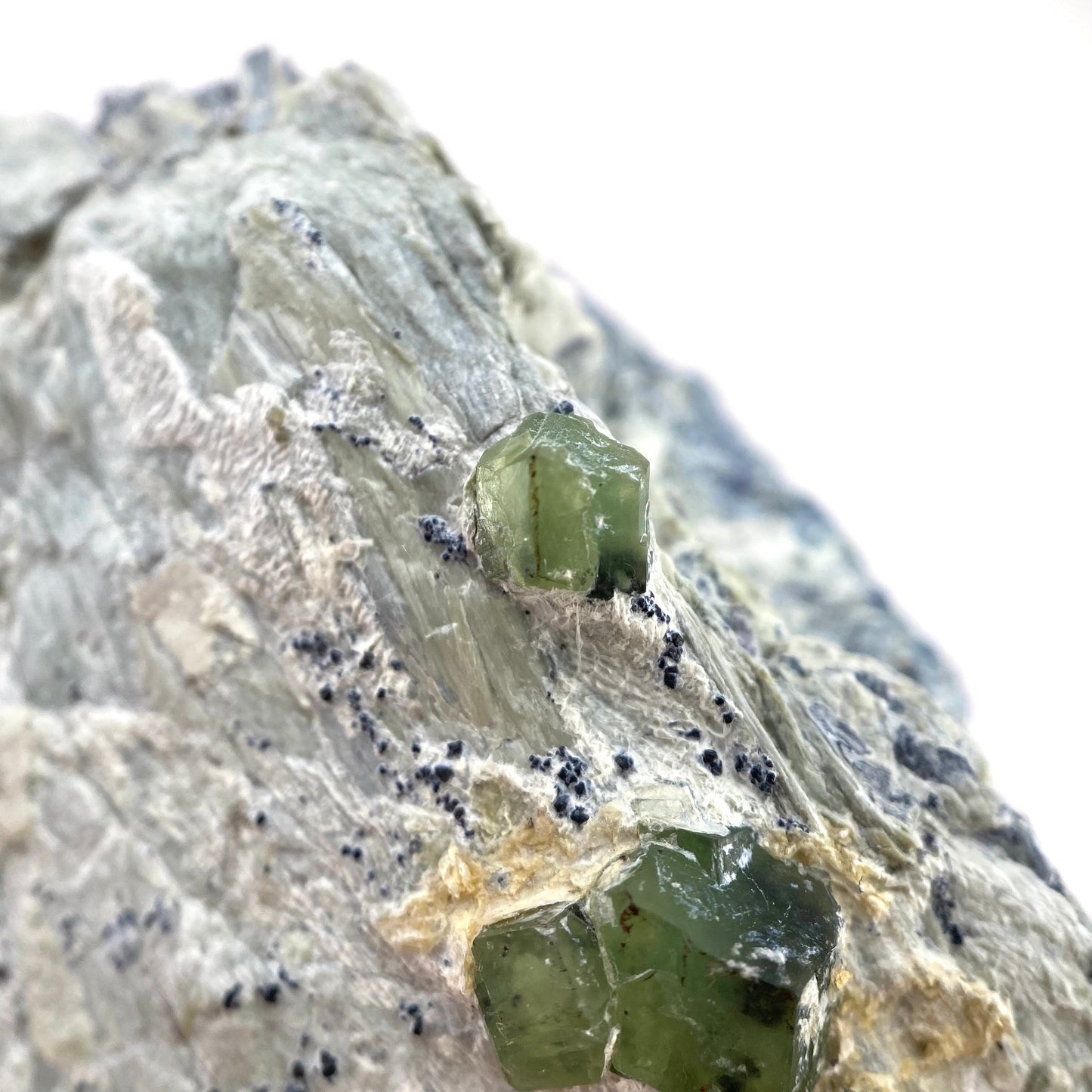 Demantoid Garnet on Matrix (Pakistan), green garnet, raw garnet crystal, demantoid garnet crystal, raw green garnet