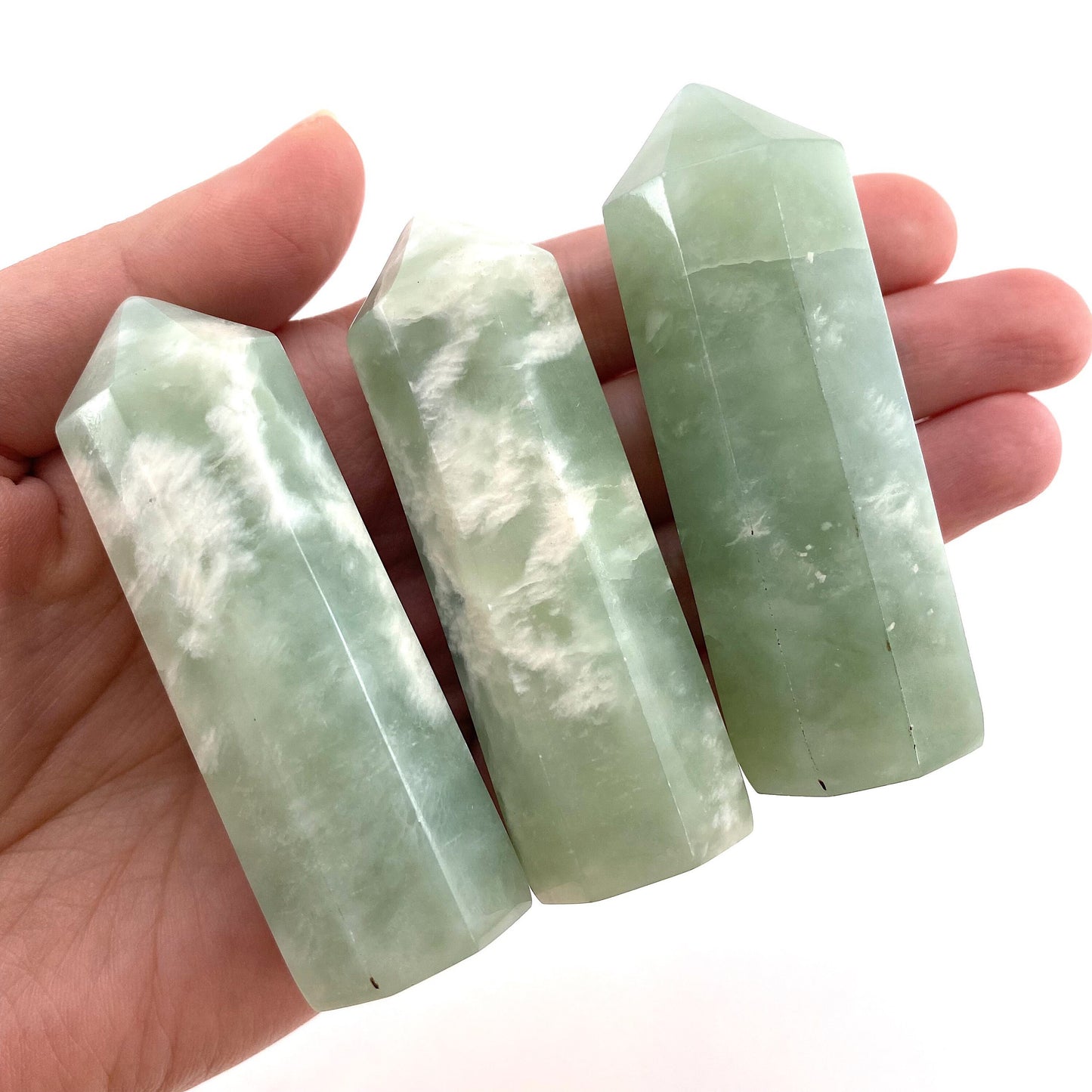 New Jade Point, serpentine jade, light green new jade tower, crystal point, new green jade crystal, crystal point