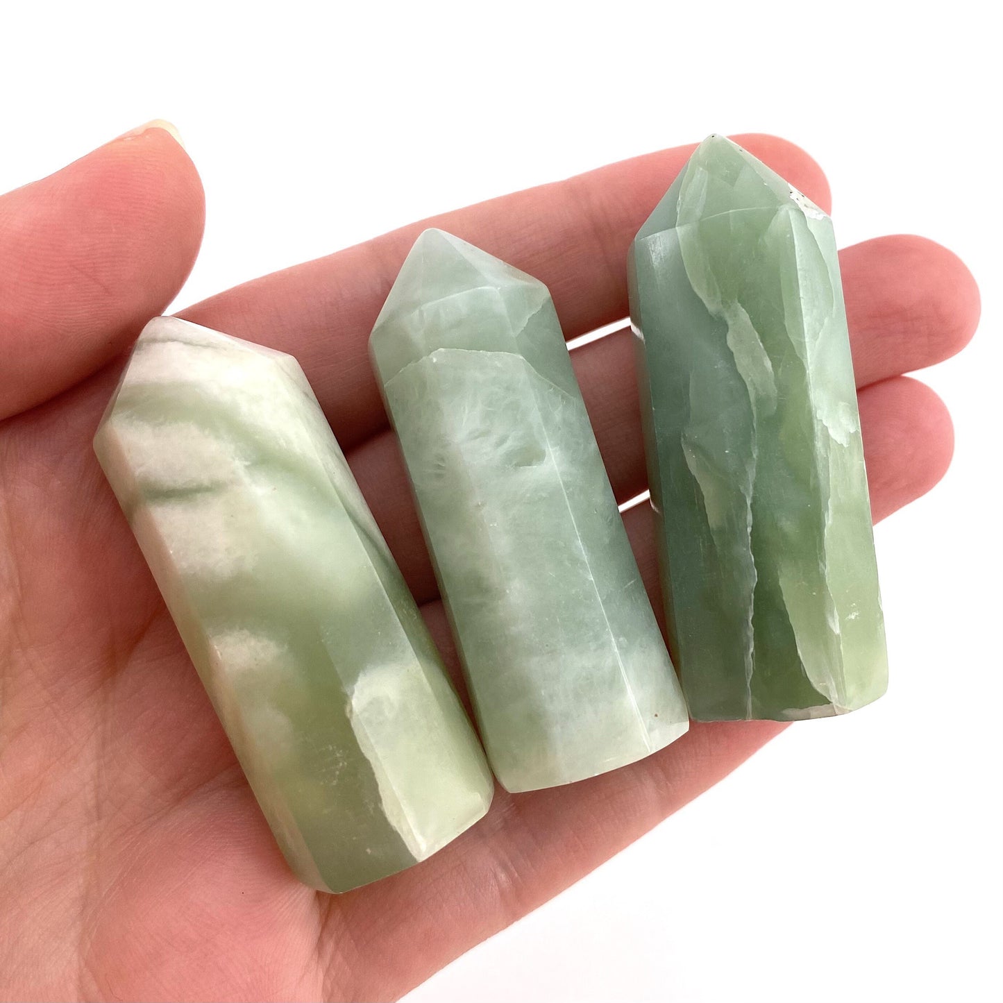 New Jade Point, serpentine jade, light green new jade tower, crystal point, new green jade crystal, crystal point