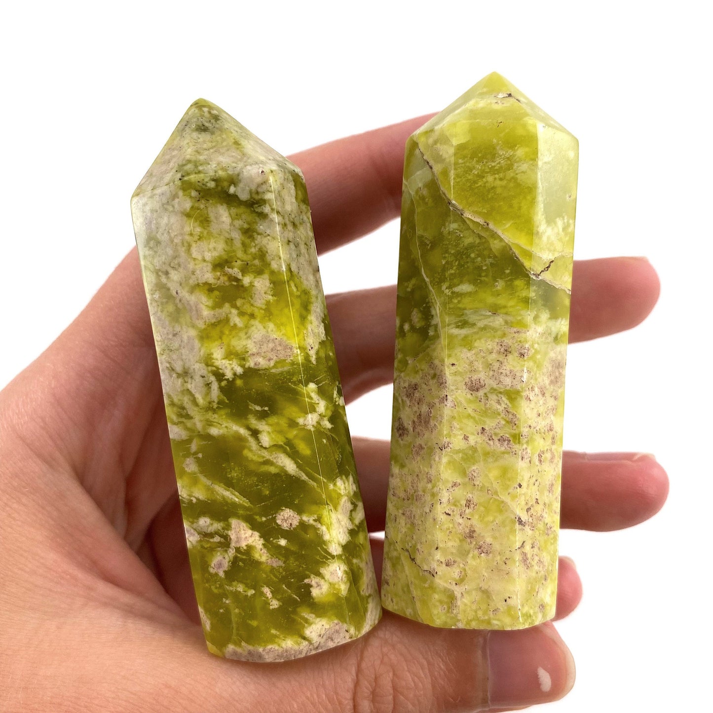Serpentine Point, green serpentine tower, crystal point, serpentine crystal