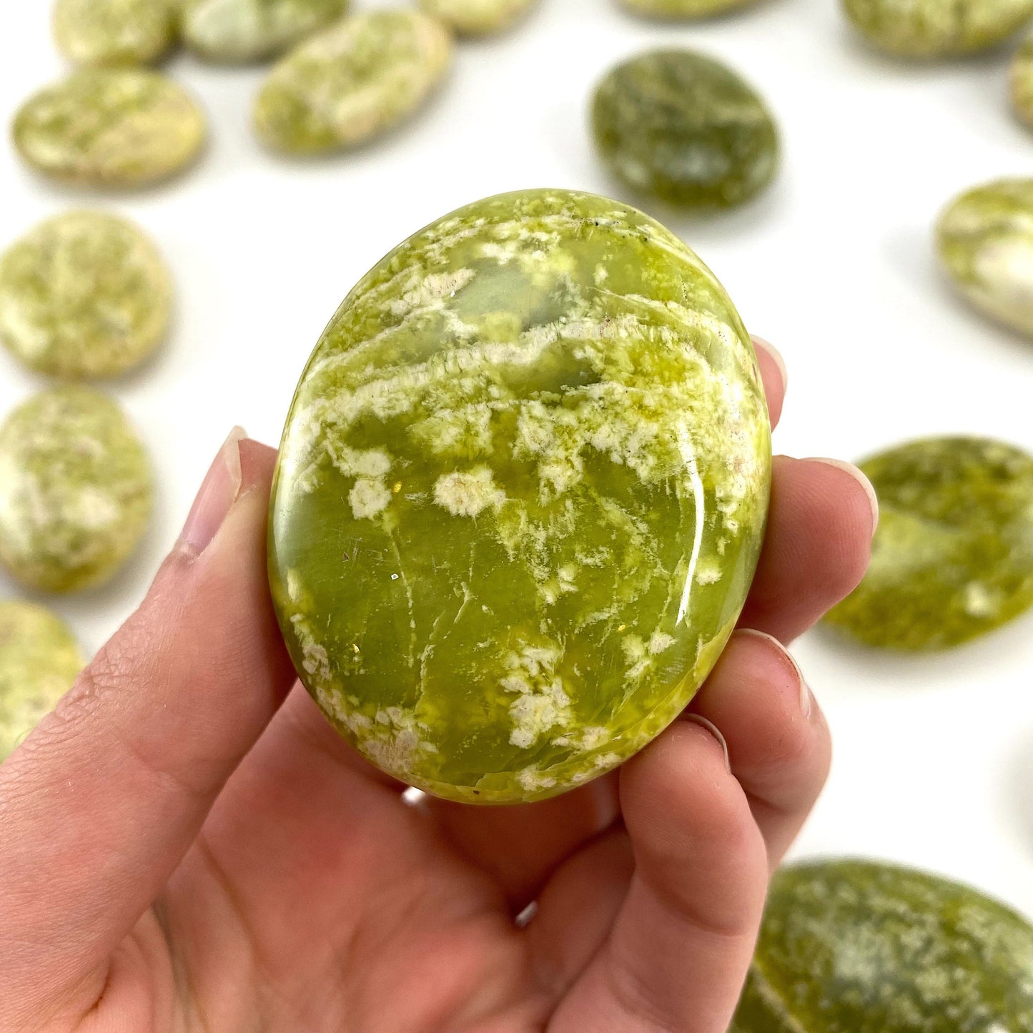 Serpentine Palm Stone, green serpentine palmstone, pocket stone, worry stone, serpentine