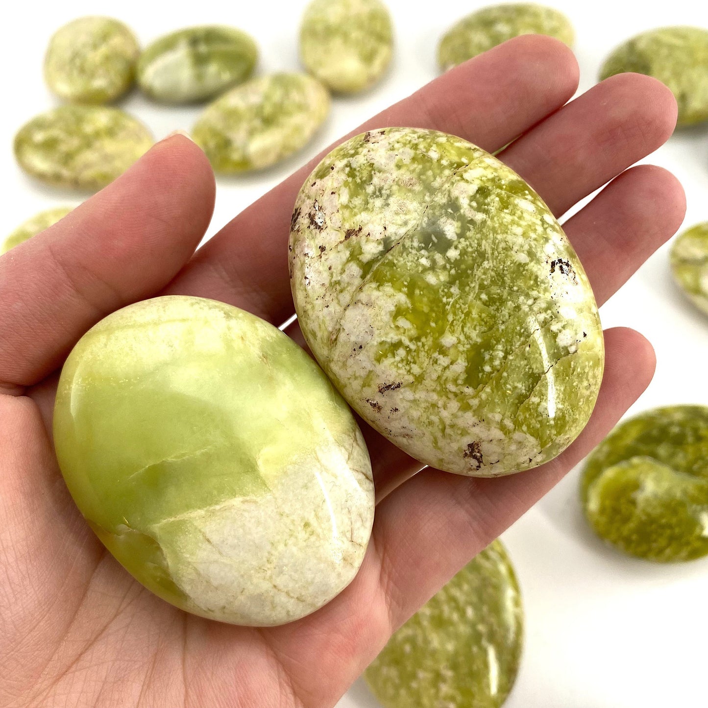Serpentine Palm Stone, green serpentine palmstone, pocket stone, worry stone, serpentine
