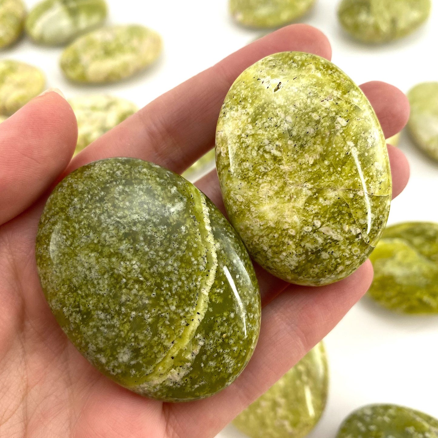 Serpentine Palm Stone, green serpentine palmstone, pocket stone, worry stone, serpentine