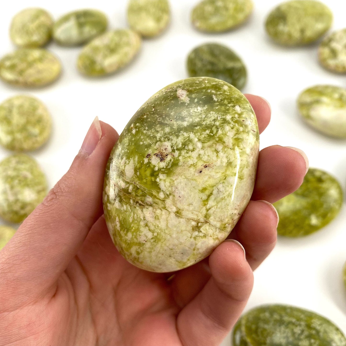Serpentine Palm Stone, green serpentine palmstone, pocket stone, worry stone, serpentine