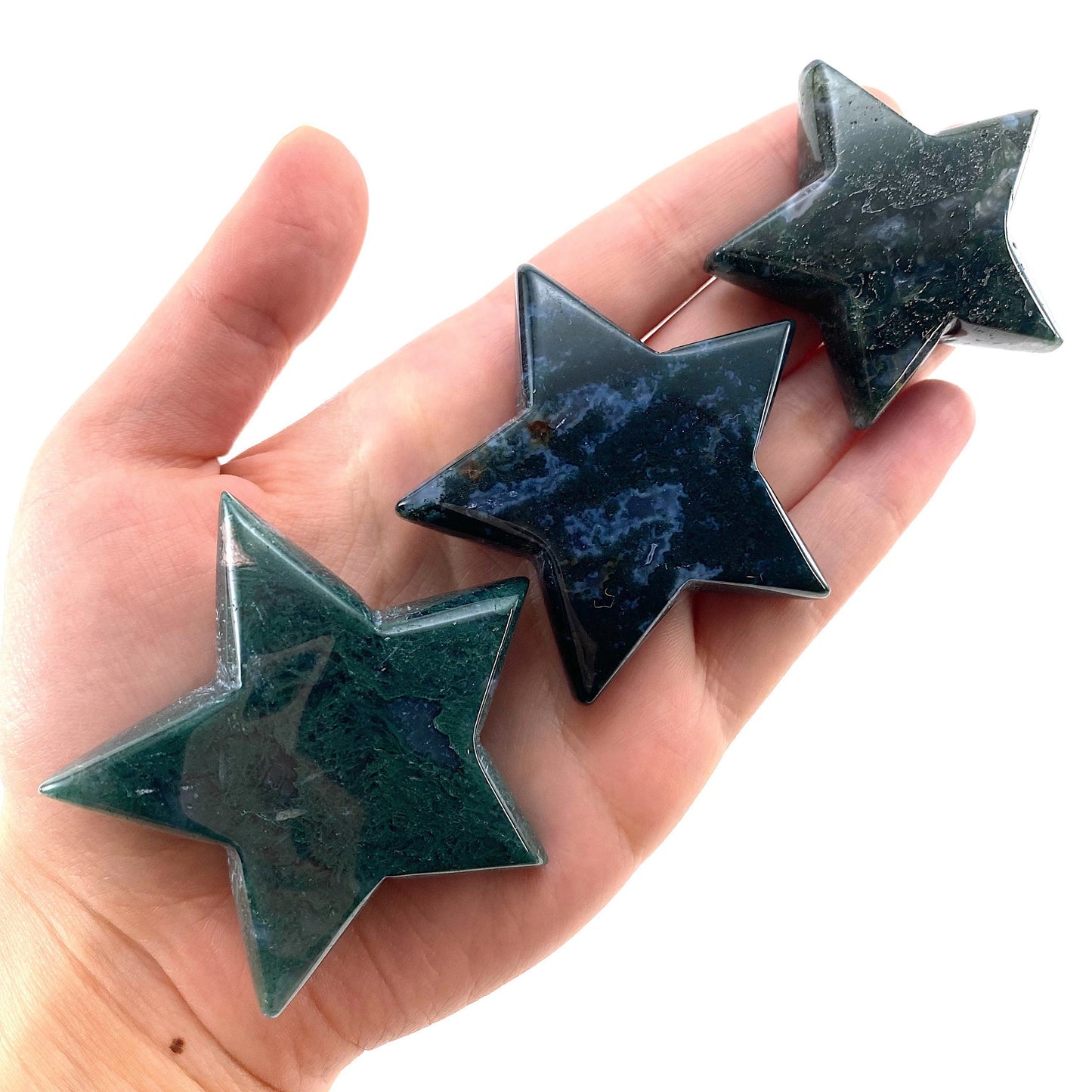 Moss Agate Star, green moss agate, crystal star, star shaped crystal, polished moss agate