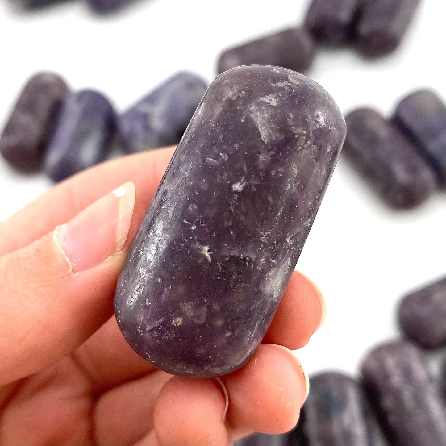 ONE Polished Lepidolite, purple lepidolite, tumbled lepidolite, lepidolite palm stone