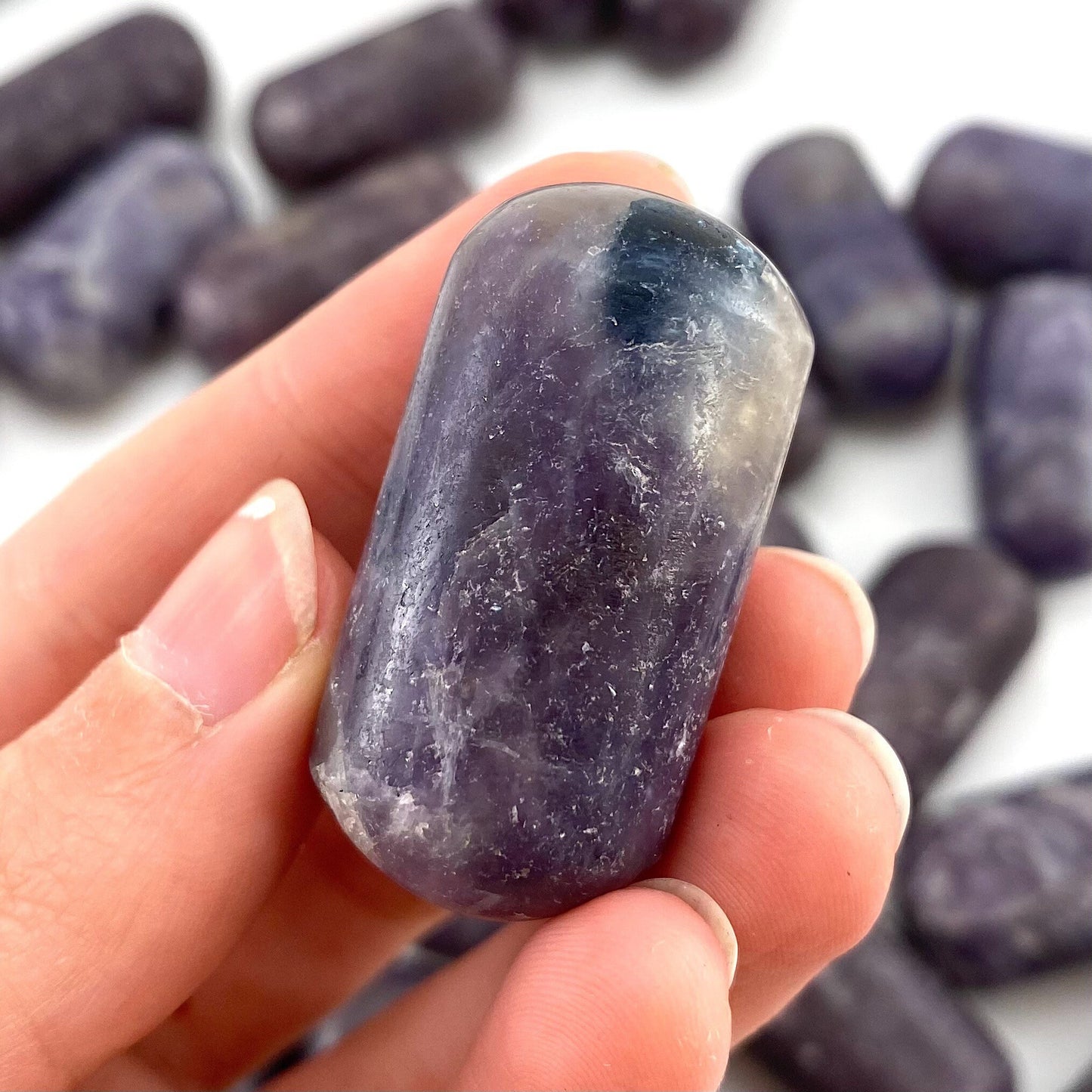 ONE Polished Lepidolite, purple lepidolite, tumbled lepidolite, lepidolite palm stone