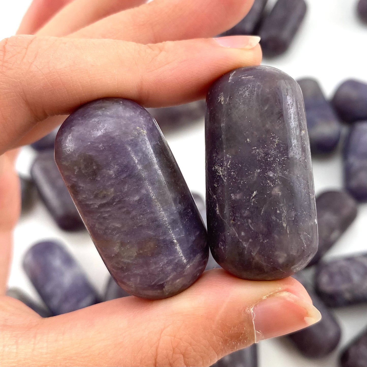 ONE Polished Lepidolite, purple lepidolite, tumbled lepidolite, lepidolite palm stone