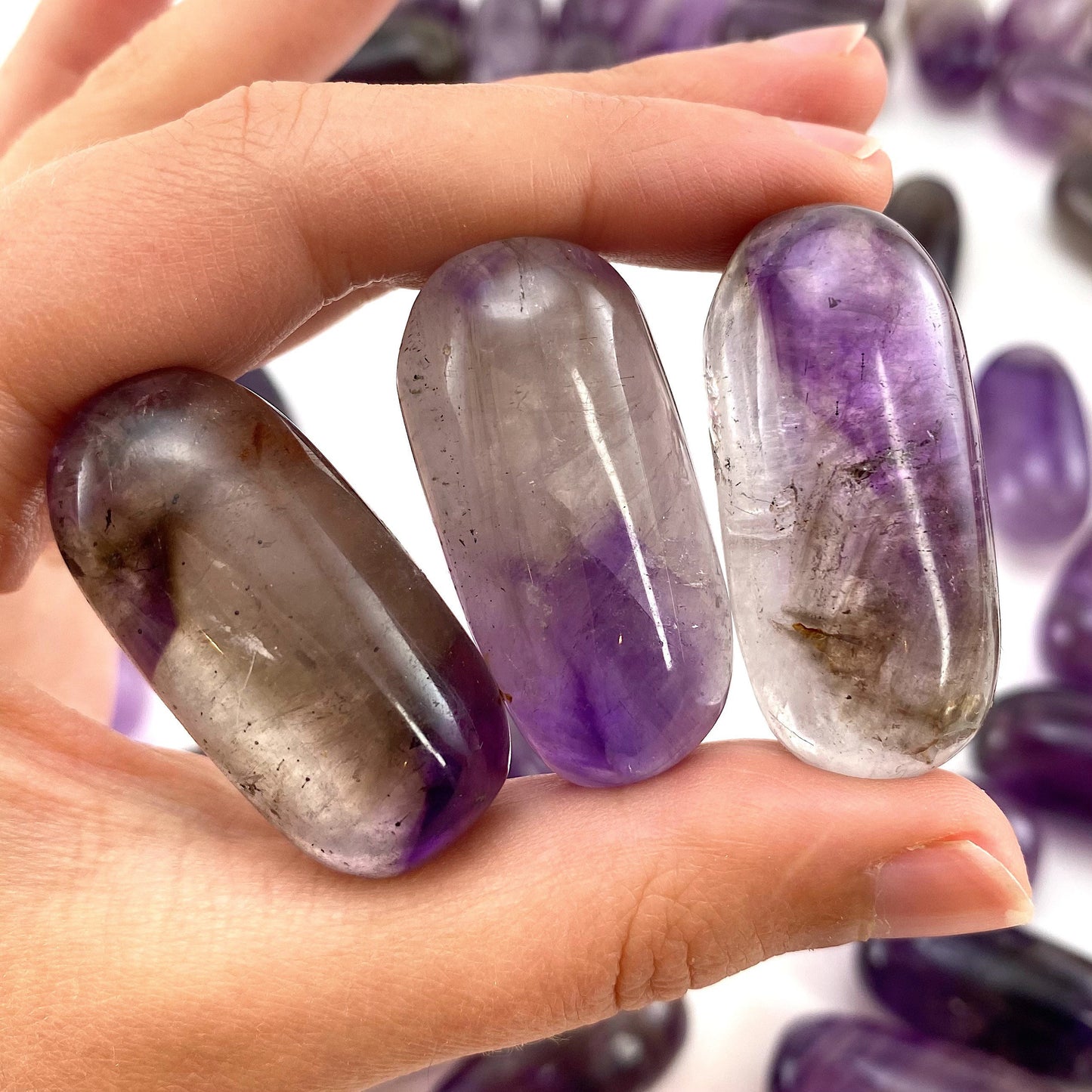 ONE Polished Amethyst, purple amethyst, tumbled amethyst, smoky amethyst