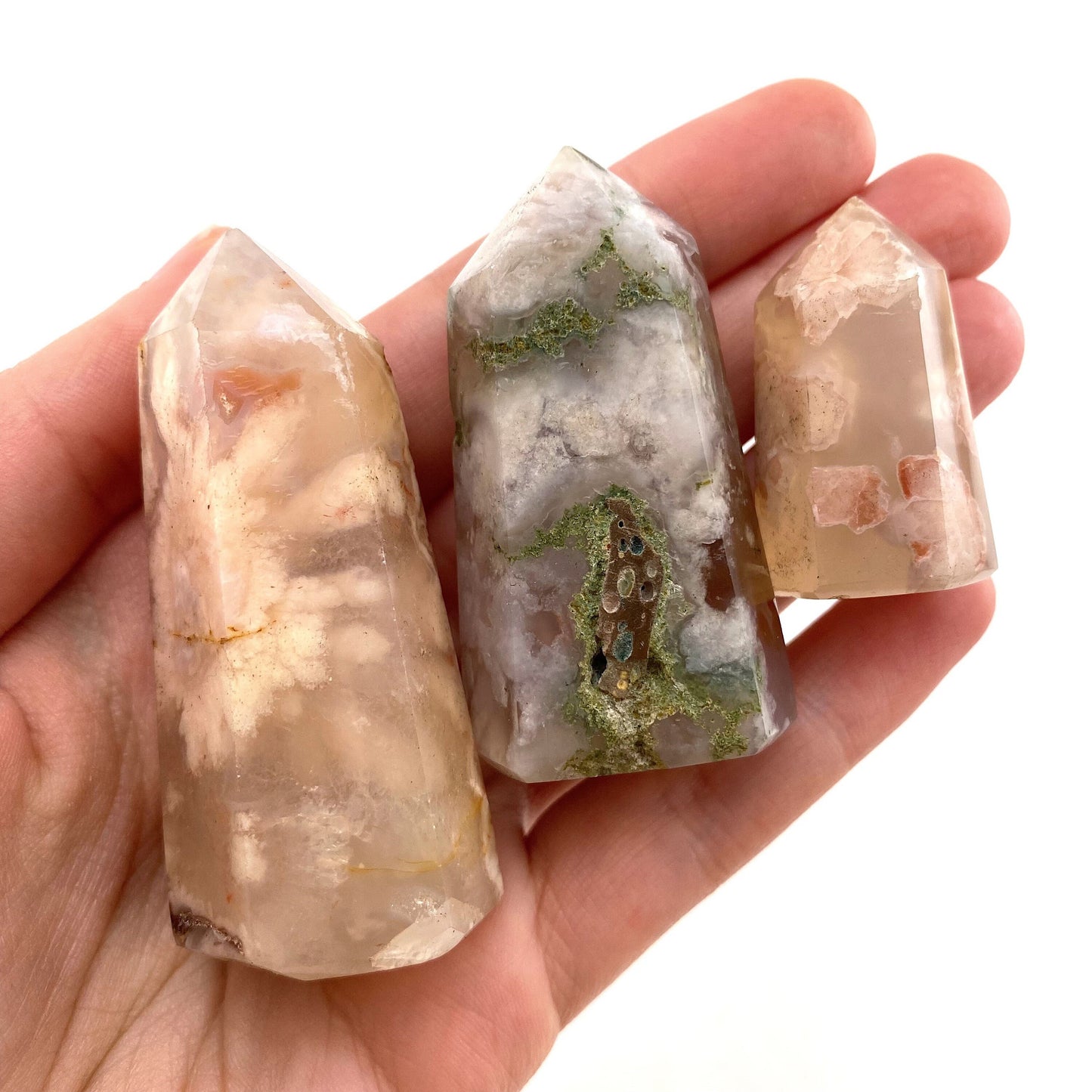 Flower Agate Point, polished agate point, flower agate mini tower, crystal point, agate crystal, flower agate