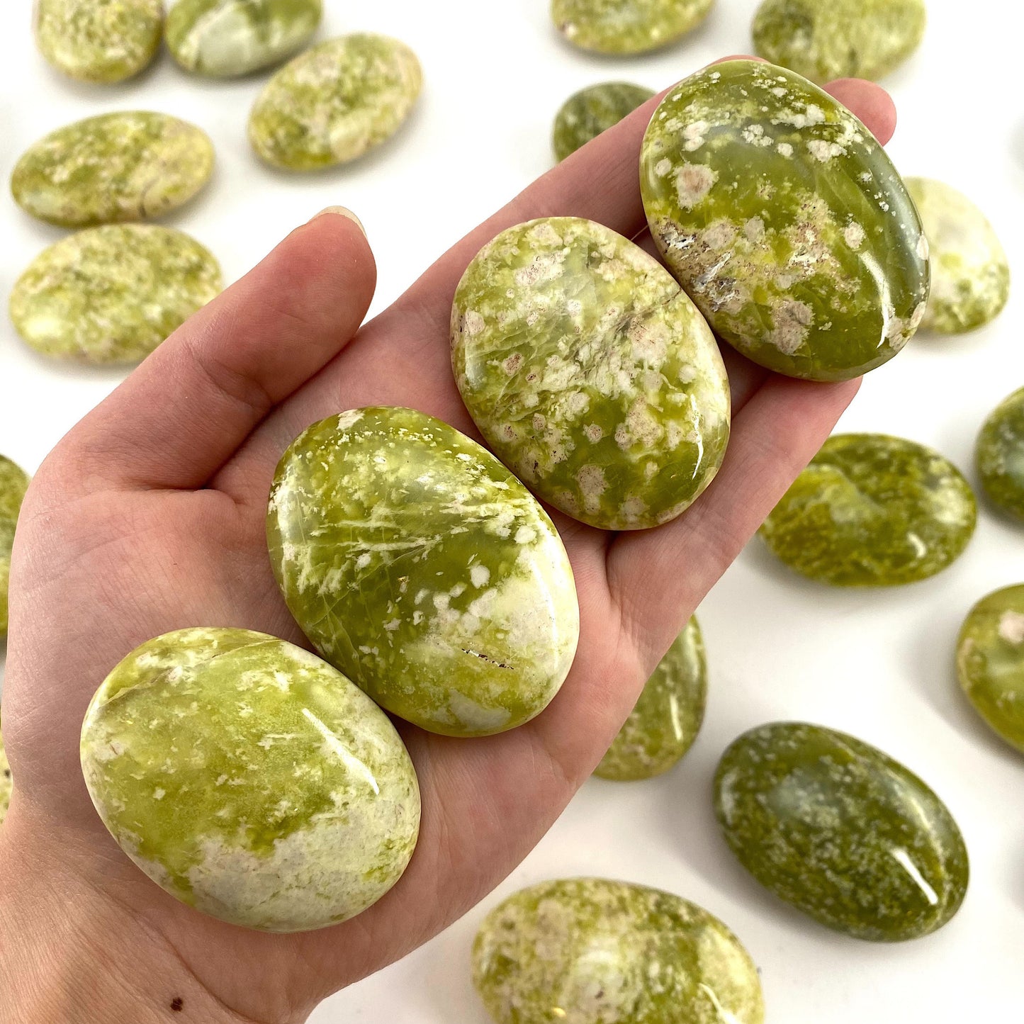 Serpentine Palm Stone, green serpentine palmstone, pocket stone, worry stone, serpentine