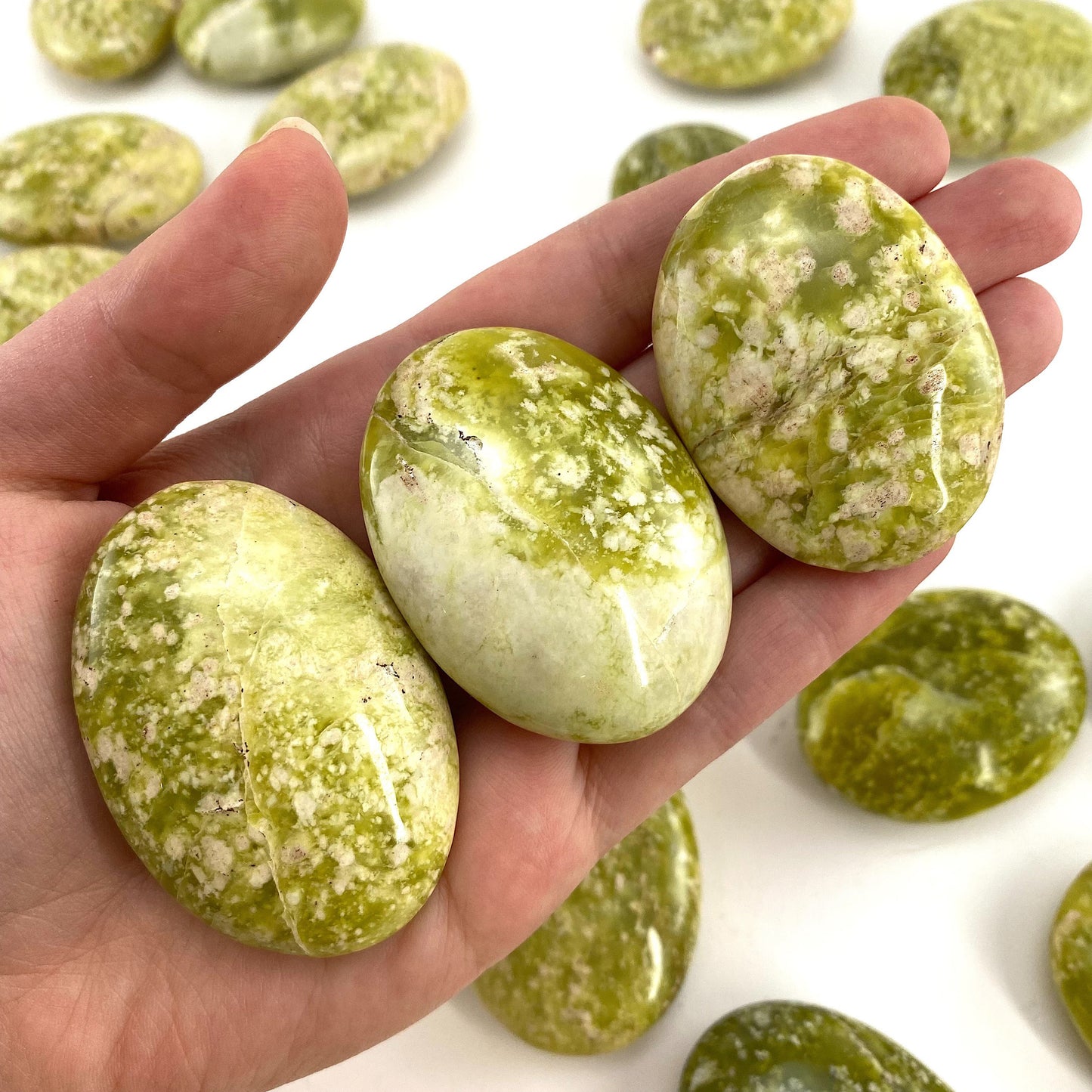 Serpentine Palm Stone, green serpentine palmstone, pocket stone, worry stone, serpentine