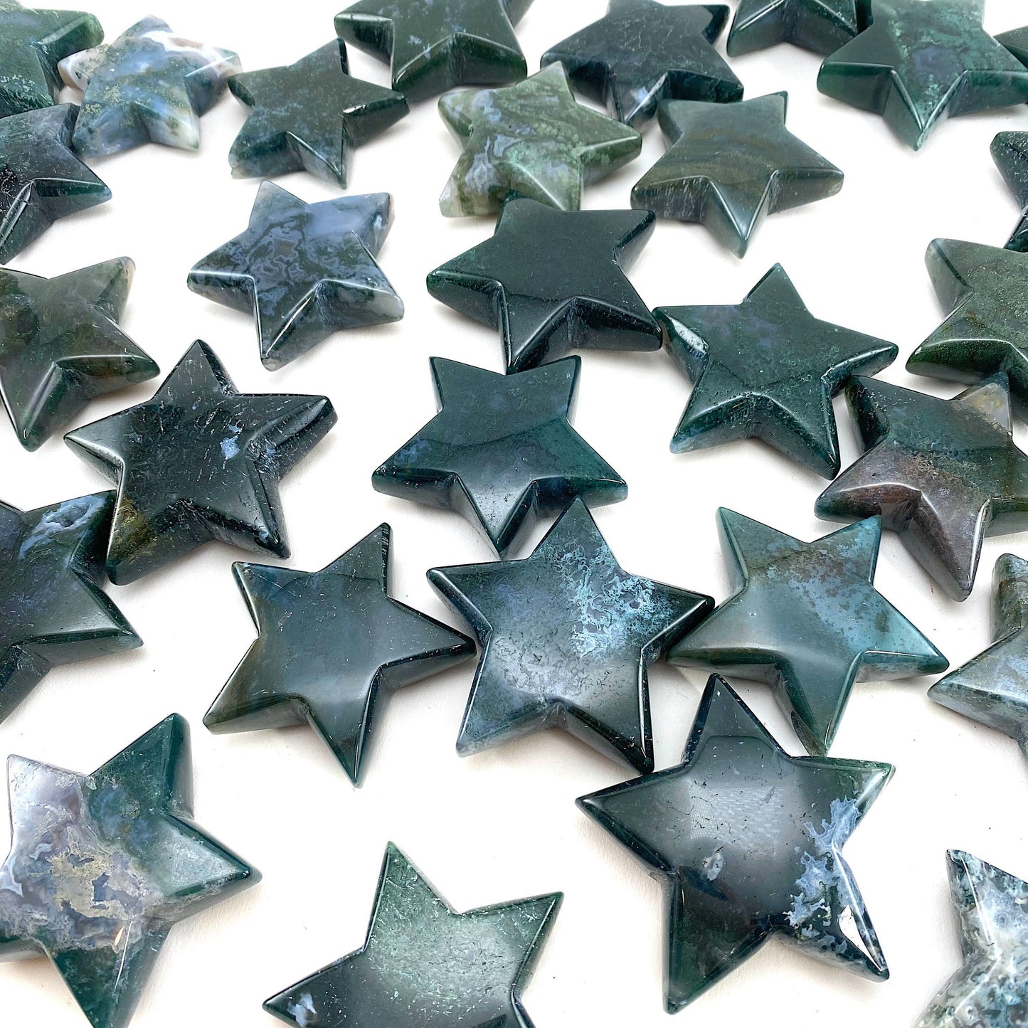 Moss Agate Star, green moss agate, crystal star, star shaped crystal, polished moss agate