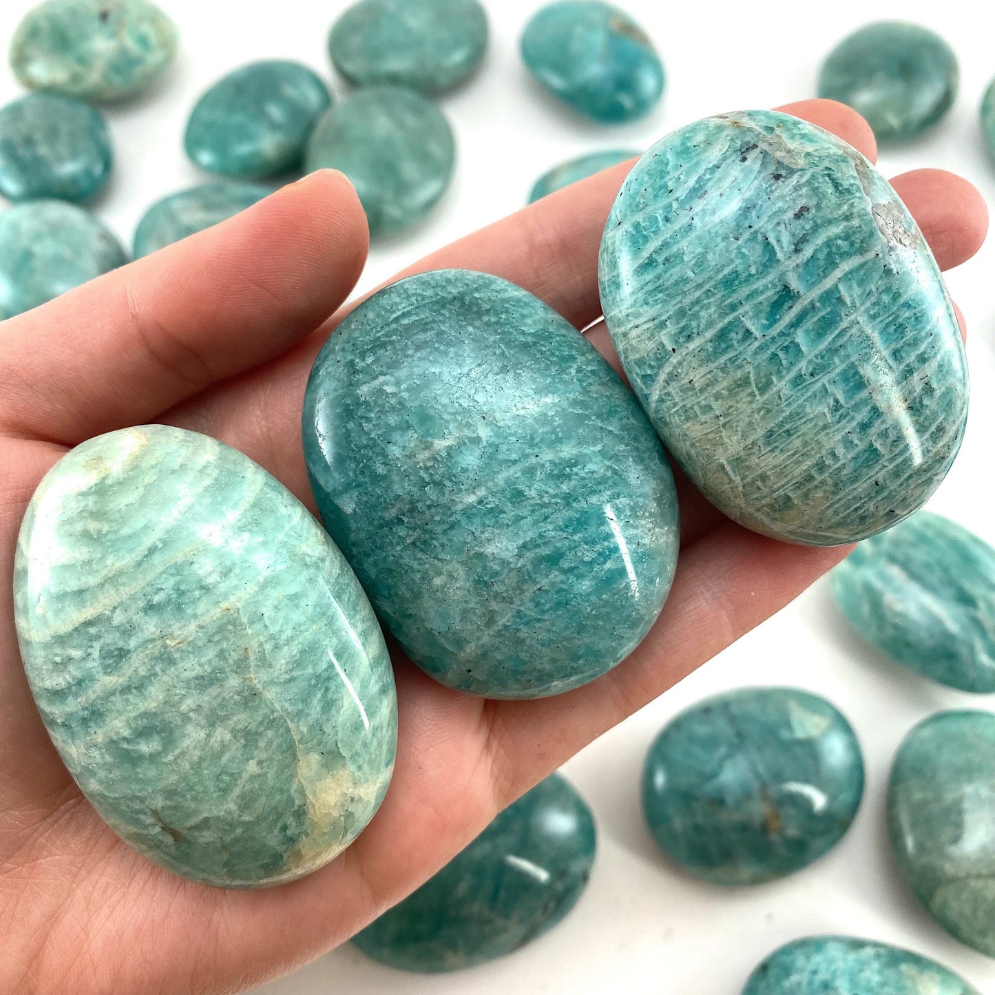 Amazonite Palm stone, amazonite palmstone, pocket stone, worry stone, amazonite