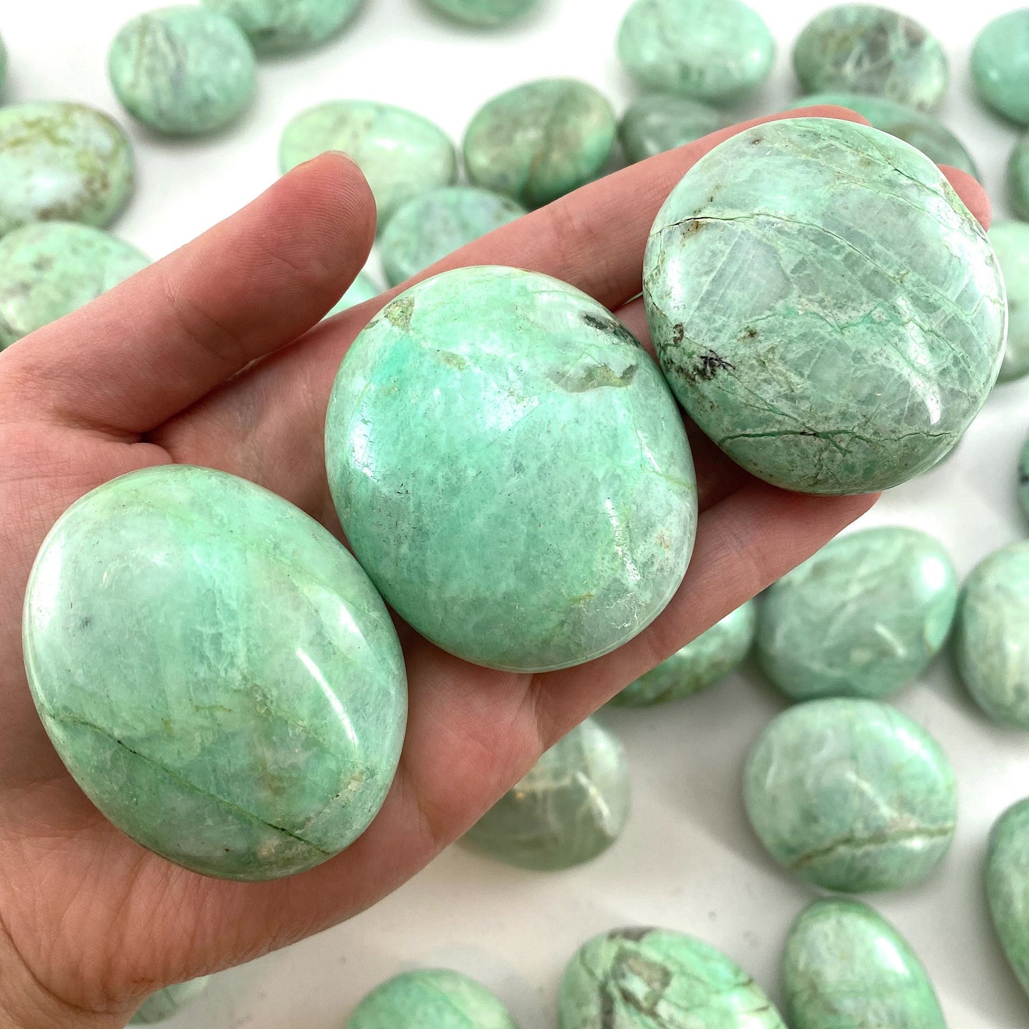 Garnierite Palm Stone, garnierite, polished garnierite, garnierite palmstone, crystal palm stone