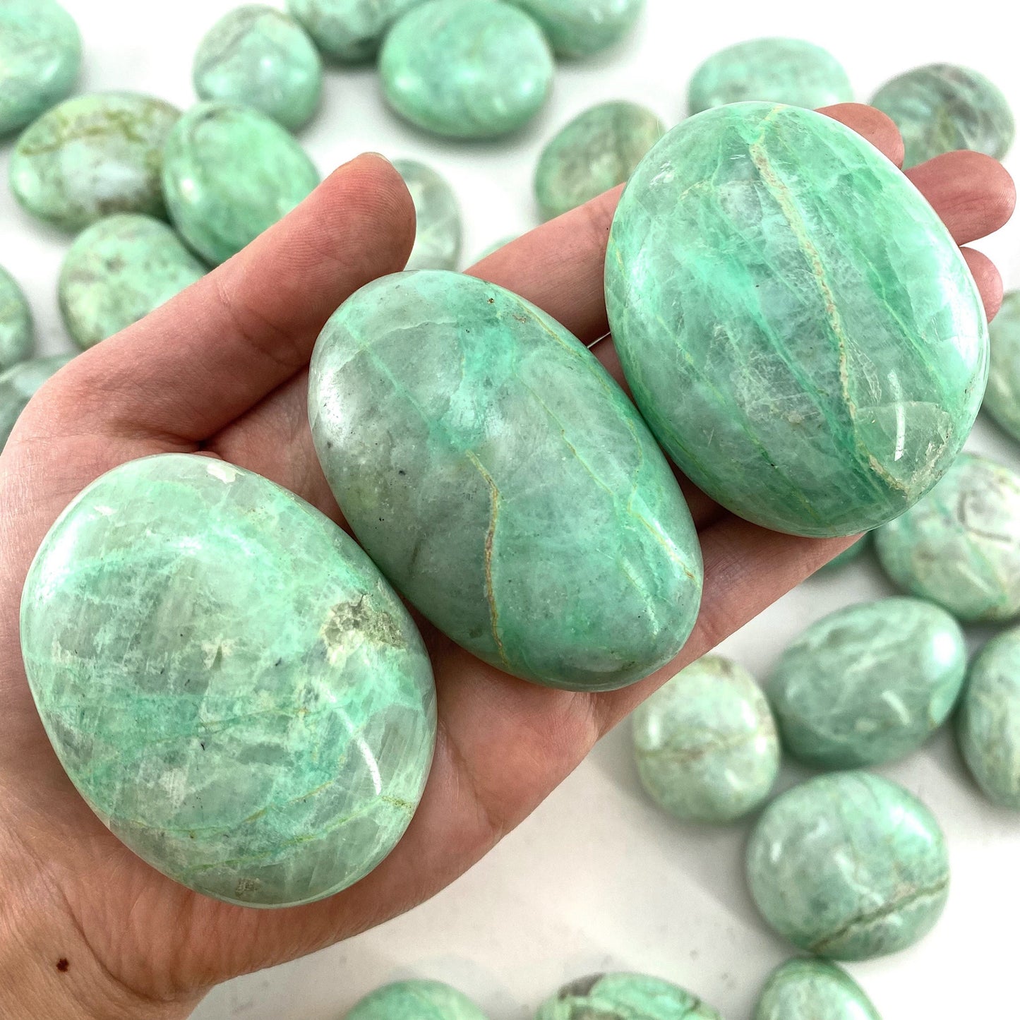 Garnierite Palm Stone, garnierite, polished garnierite, garnierite palmstone, crystal palm stone