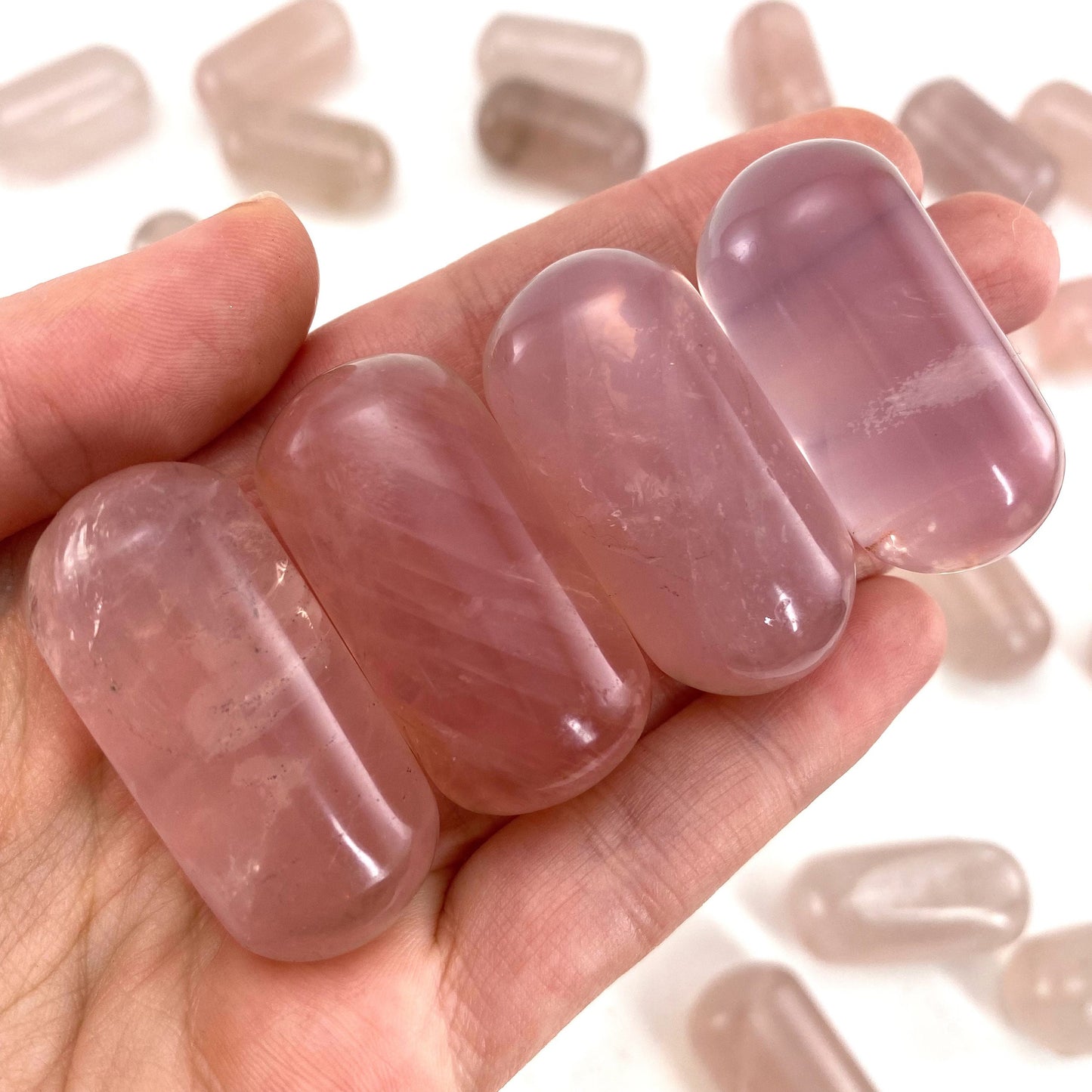 ONE Polished Rose Quartz, natural rose quartz, tumbled rose quartz, rose quartz tumble, rose quartz palm stone